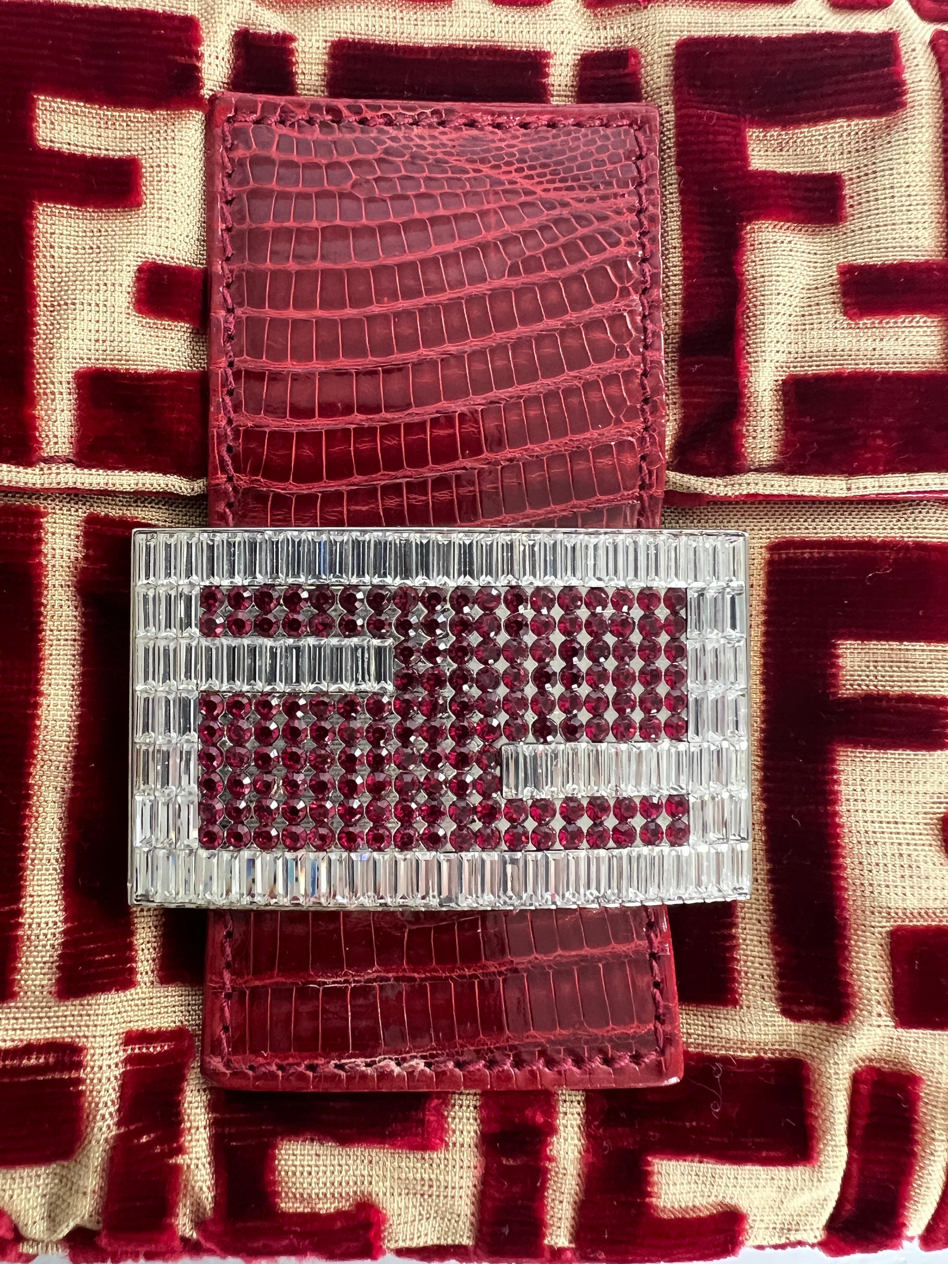 Extremely rare Fendi red velvet baguette by Lisio For Sale 1