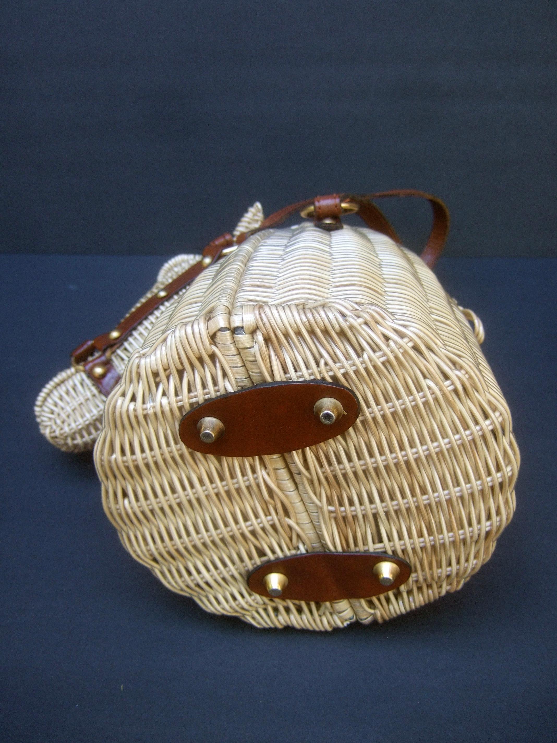 Extremely Rare Figural Wicker Artisan Horse Design Handbag c 1970 12