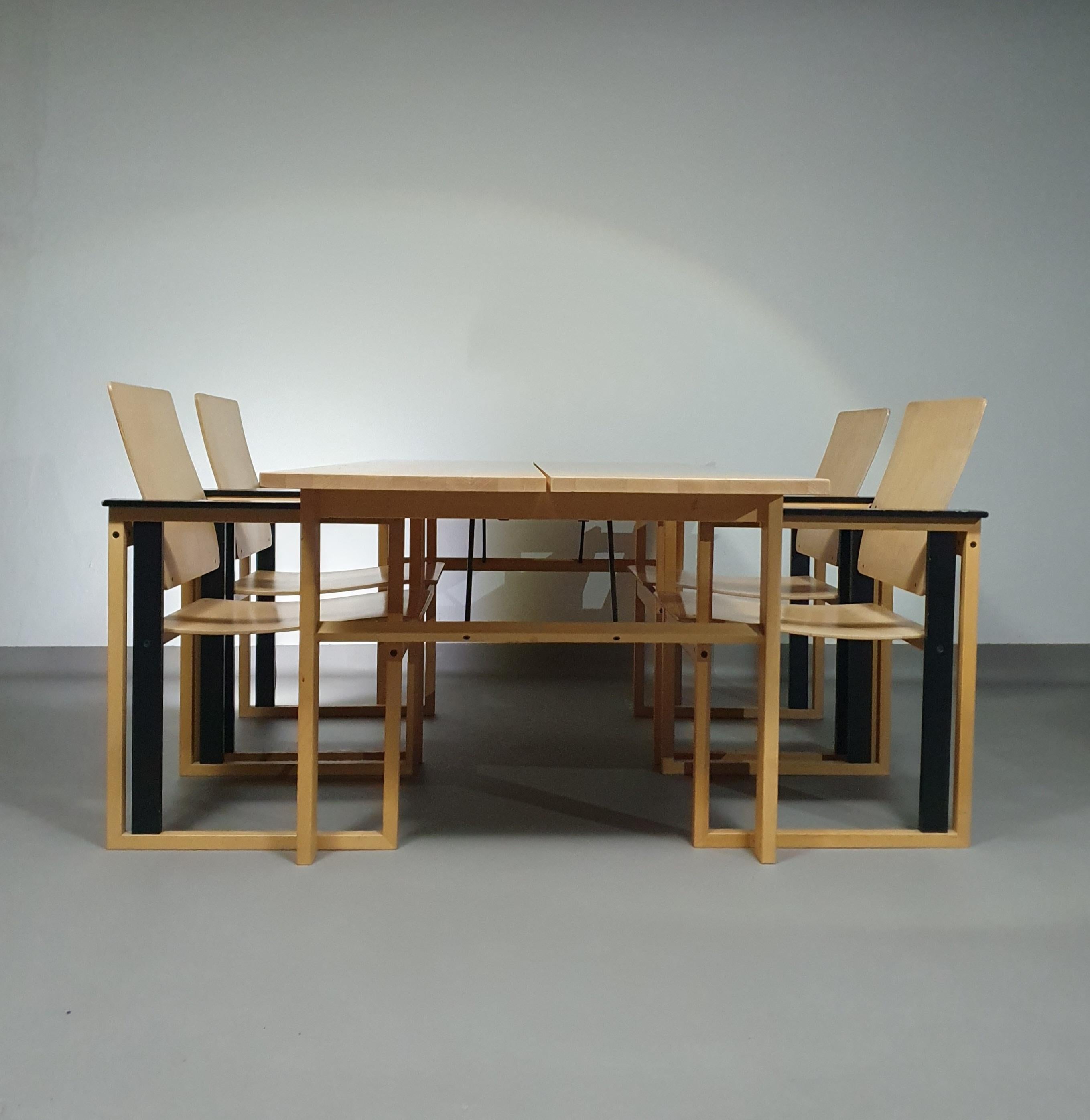  Finnish dining set by Simo Heikkilä / Pentik. 1980s For Sale 6