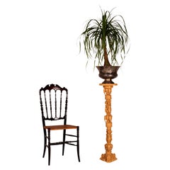 extremely rare Flower Stand pedestal faux ivory stone Oriental Victorian Style