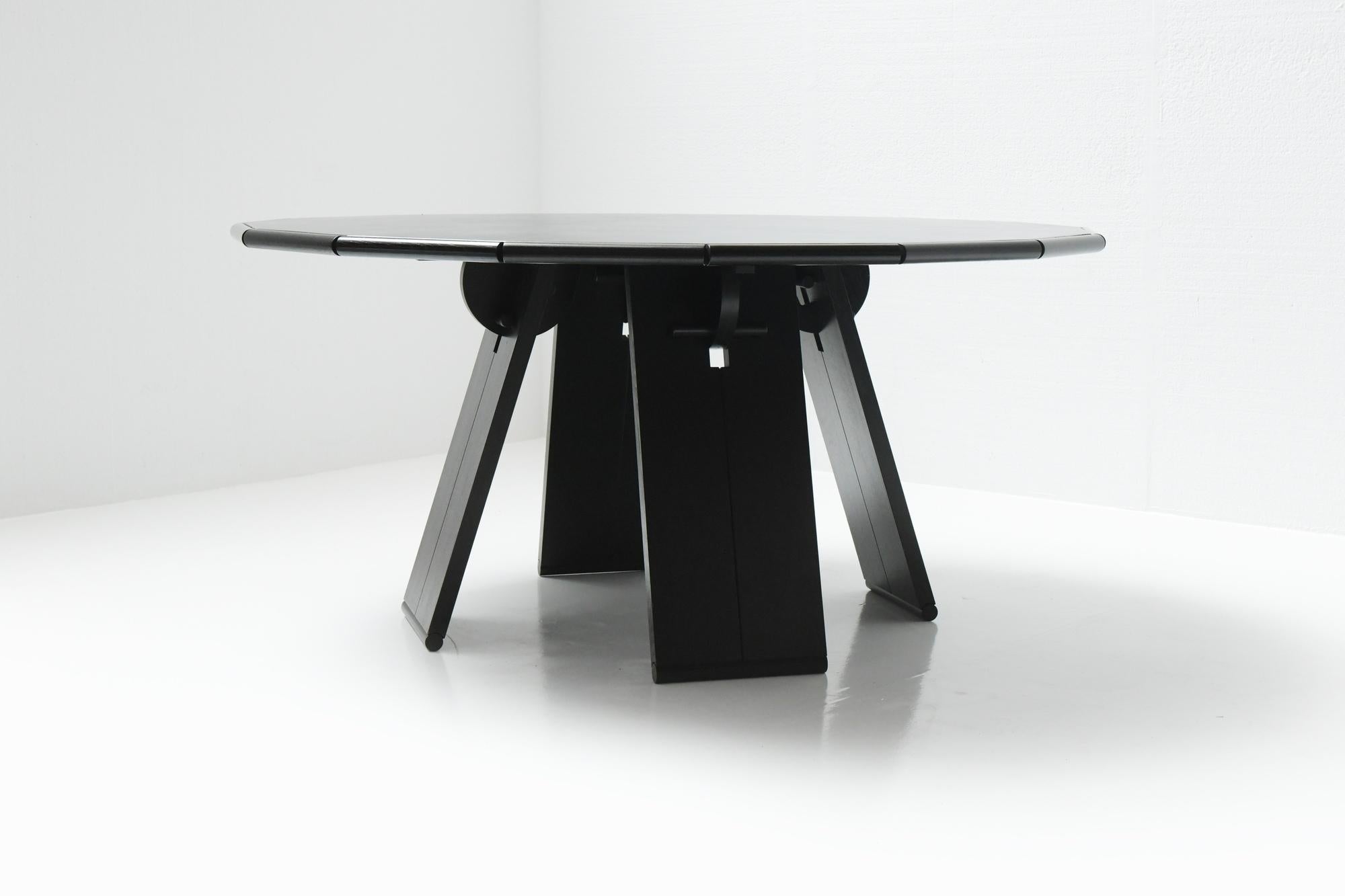 Extremely Rare La Loggia Table Black Wood/Leather by Mario Bellini for Cassina 5