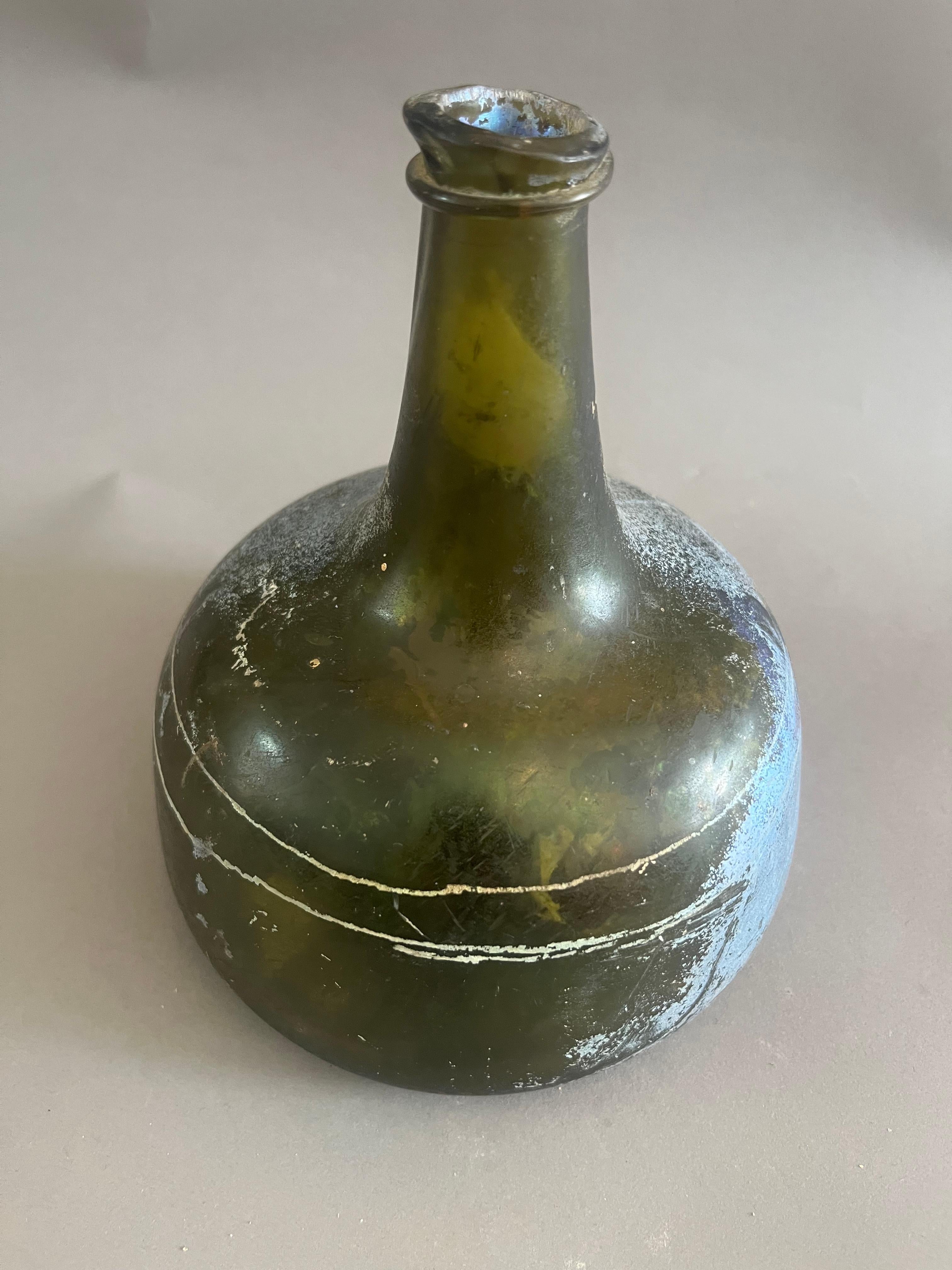 Hand-Crafted Extremely Rare French 17th Century Brandy Bottle For Sale