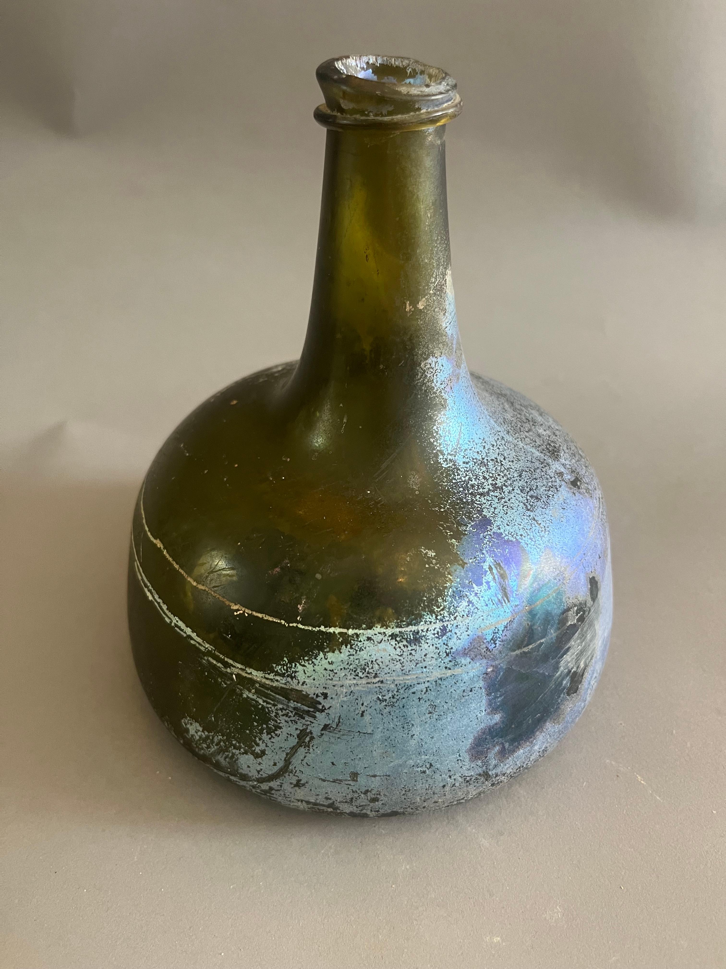 Glass Extremely Rare French 17th Century Brandy Bottle For Sale