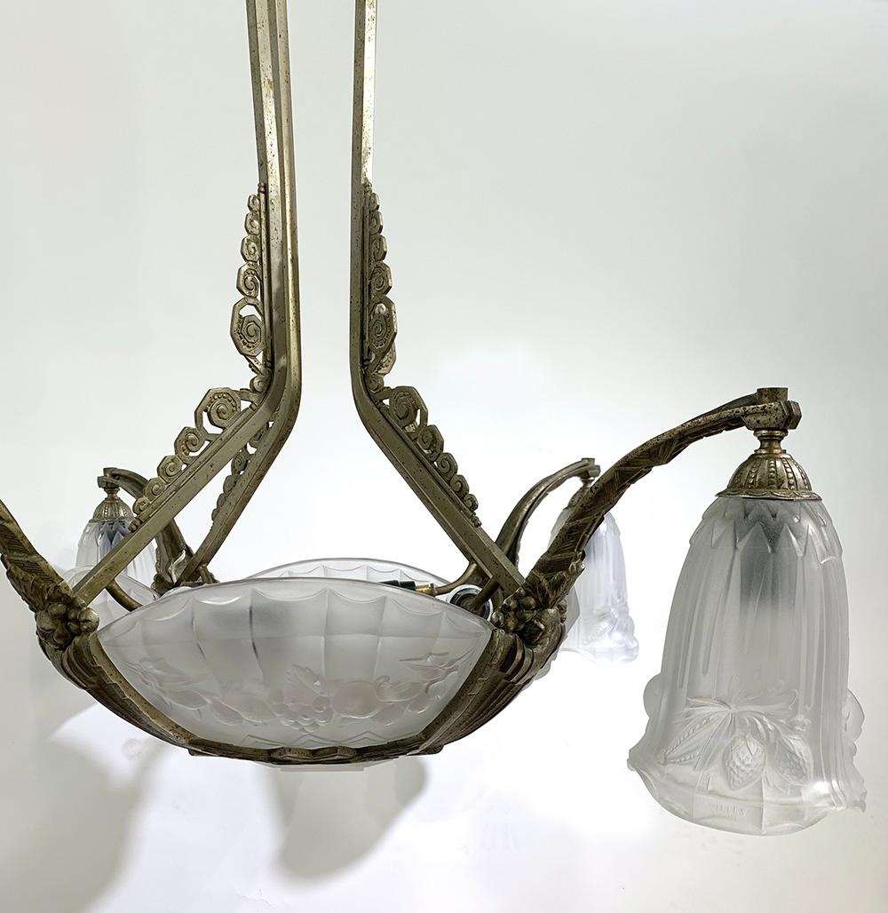 Extremely Rare, French Art Deco Chandelier, Signed by Gilles, circa 1920 4