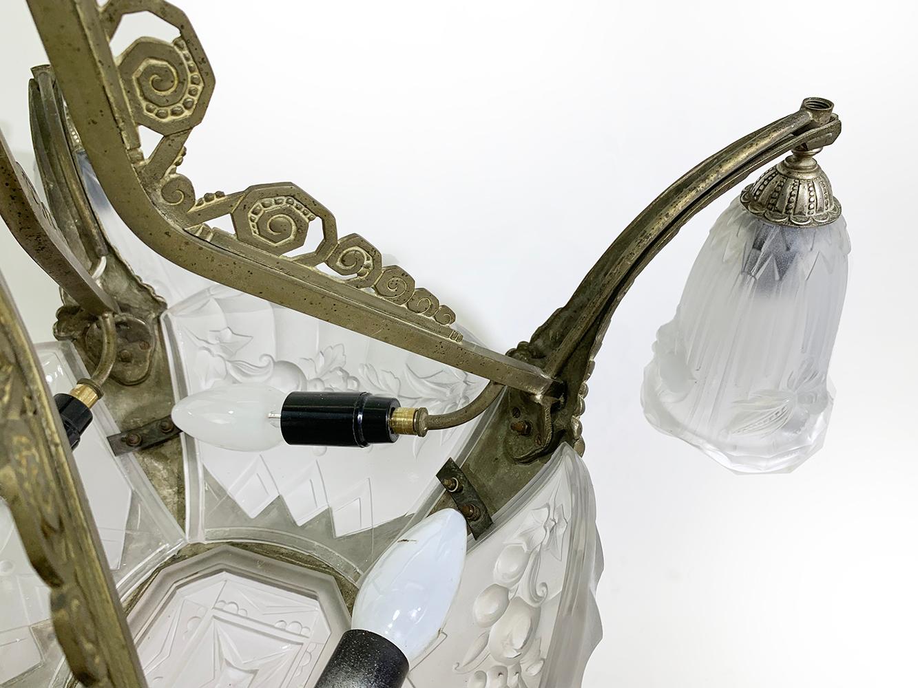 Extremely Rare, French Art Deco Chandelier, Signed by Gilles, circa 1920 6