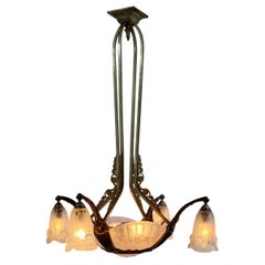 Extrêmement rare, lustre Art Déco français, signé par Gilles, circa 1920
