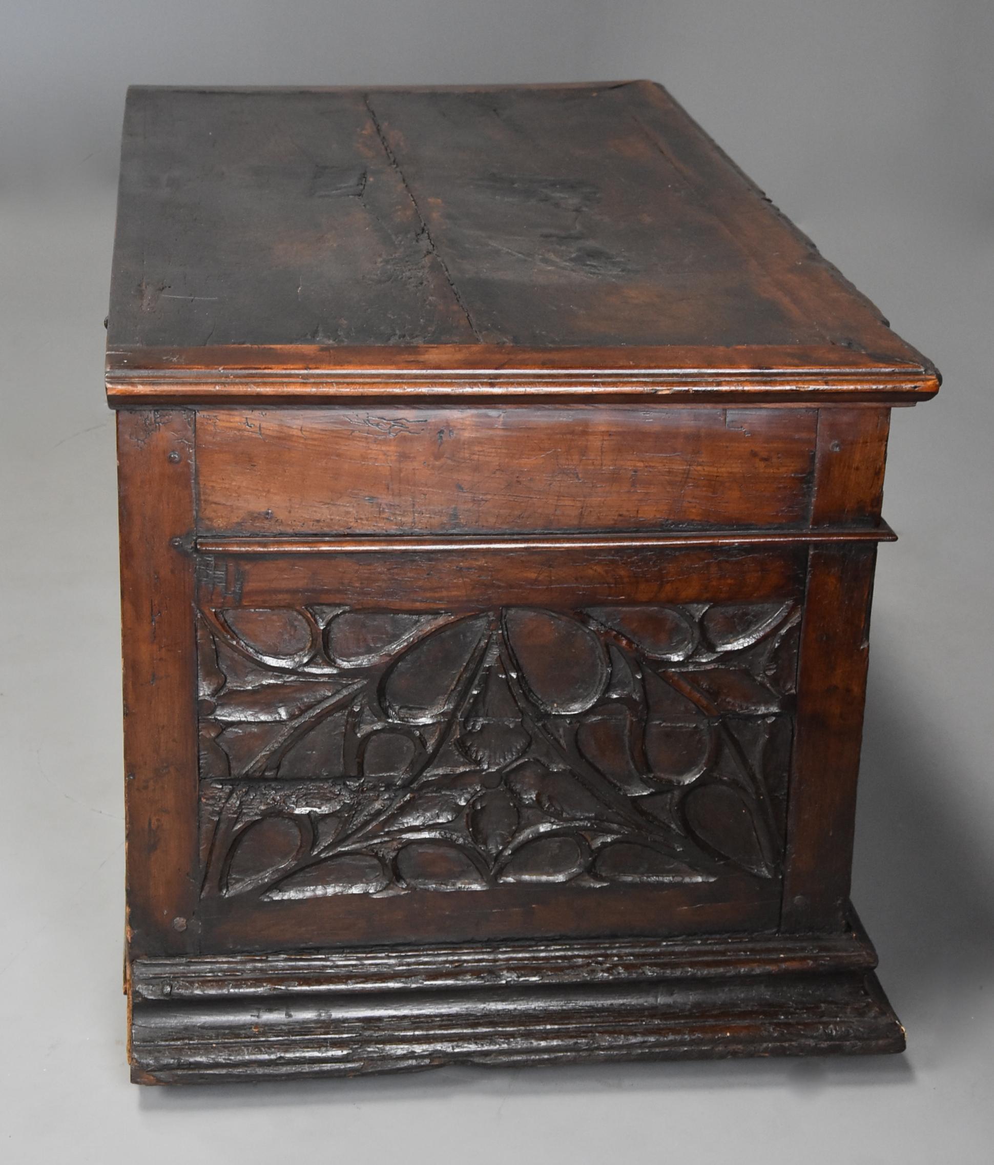 Extremely Rare French Early 16th Century Fruitwood Coffer of Superb Patina 8