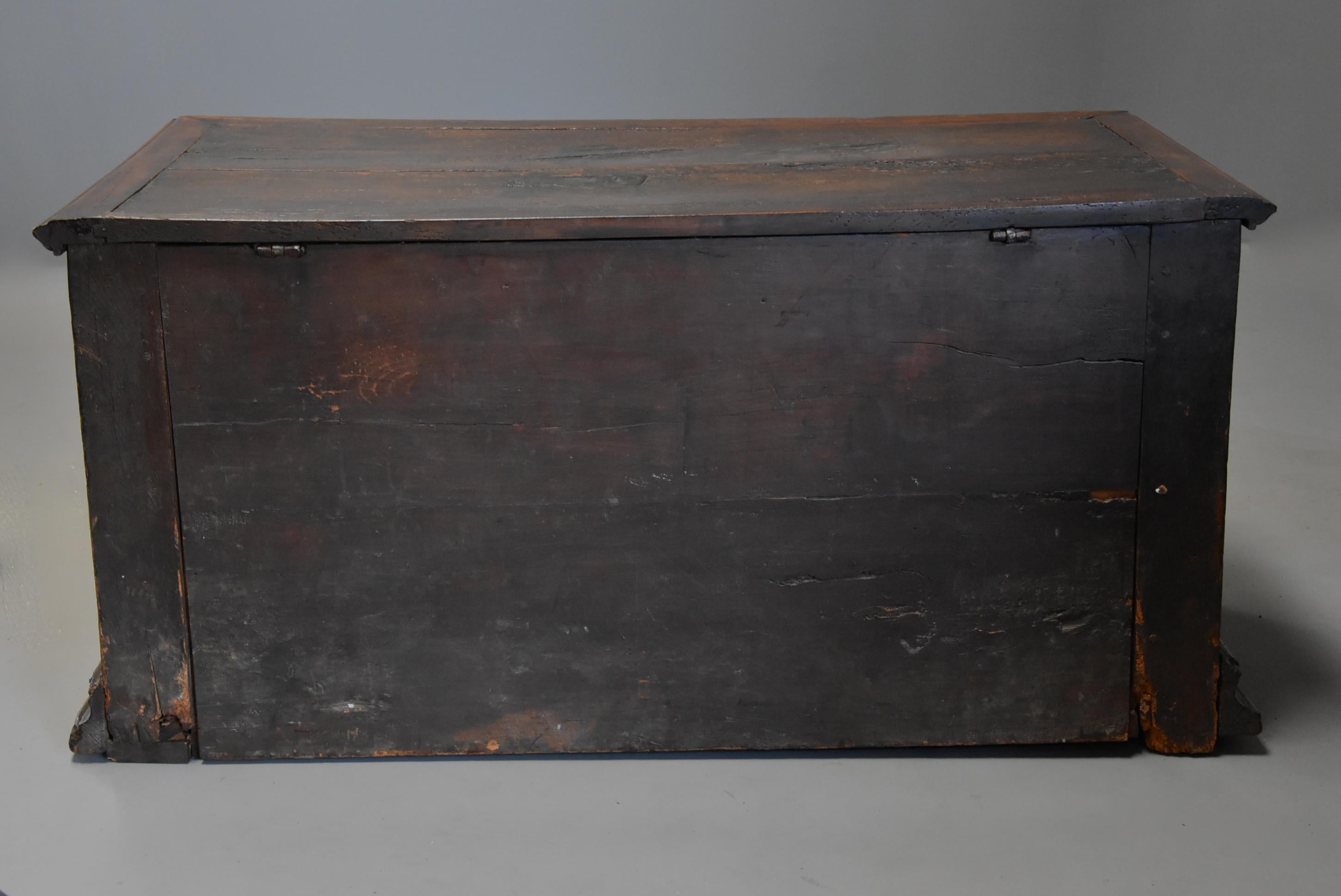 Extremely Rare French Early 16th Century Fruitwood Coffer of Superb Patina 10