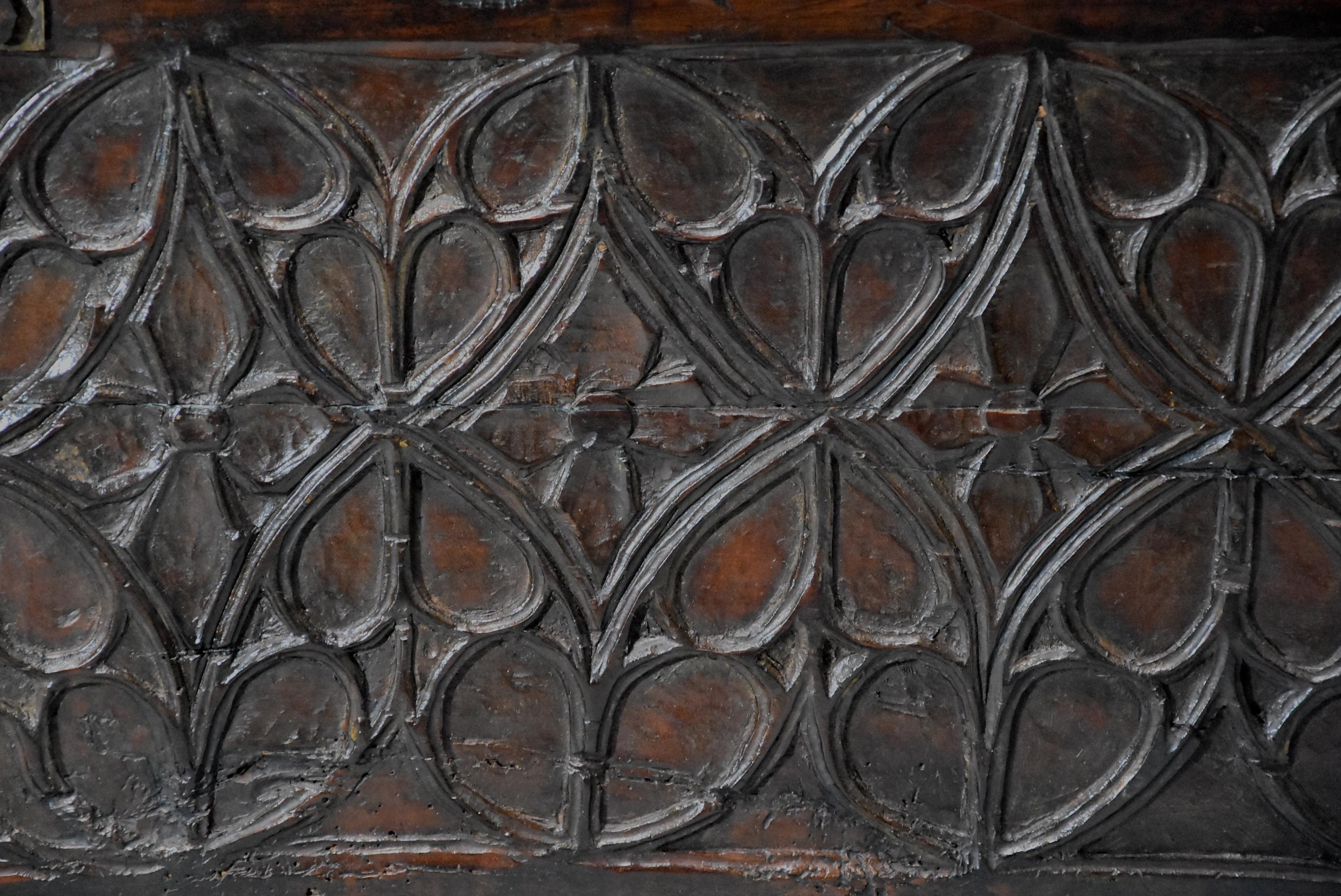 Extremely Rare French Early 16th Century Fruitwood Coffer of Superb Patina 4