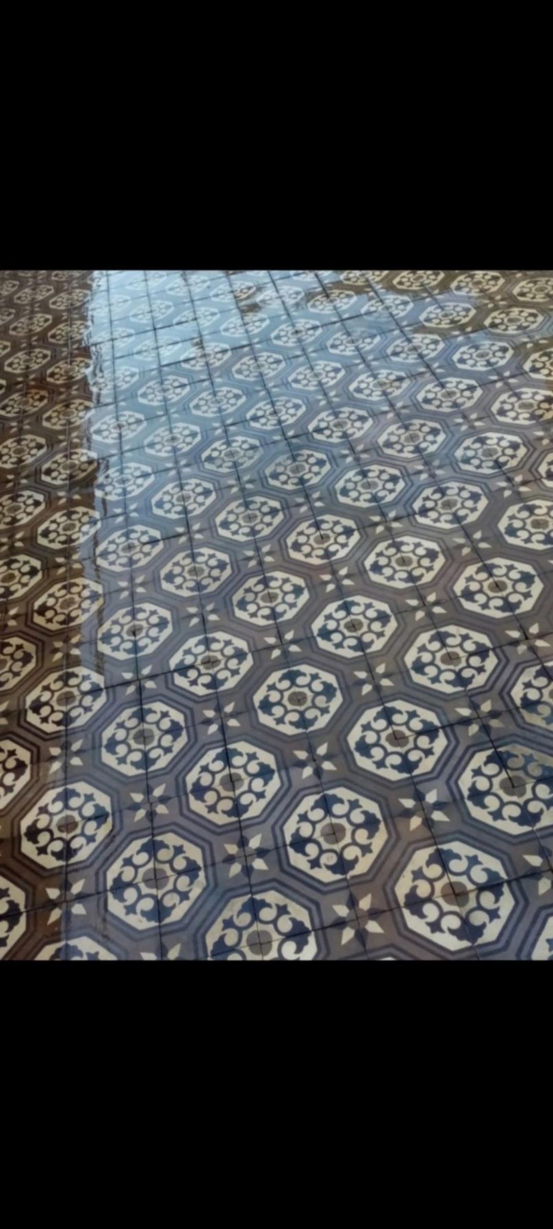 We are showcasing complete sets of early 1900's reclaimed Moroccan style encaustic tile from France. Each square tile is around 8