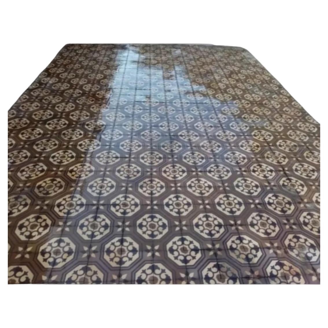 Extremely Rare French-Moroccan Style Antique Encaustic Tiles For Sale