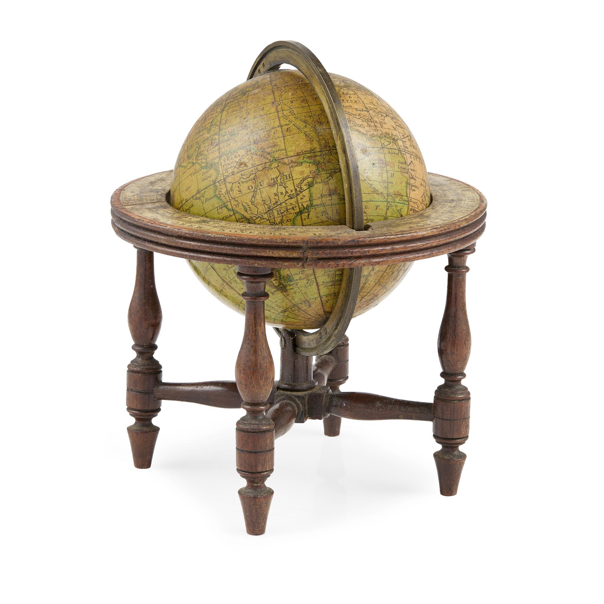 Fin du XVIIIe siècle Extremely rare George III Miniature Terrestrial three-inch table Globe en vente