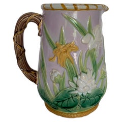 Extremely Rare George Jones Majolica Iris Pitcher, England, circa 1875