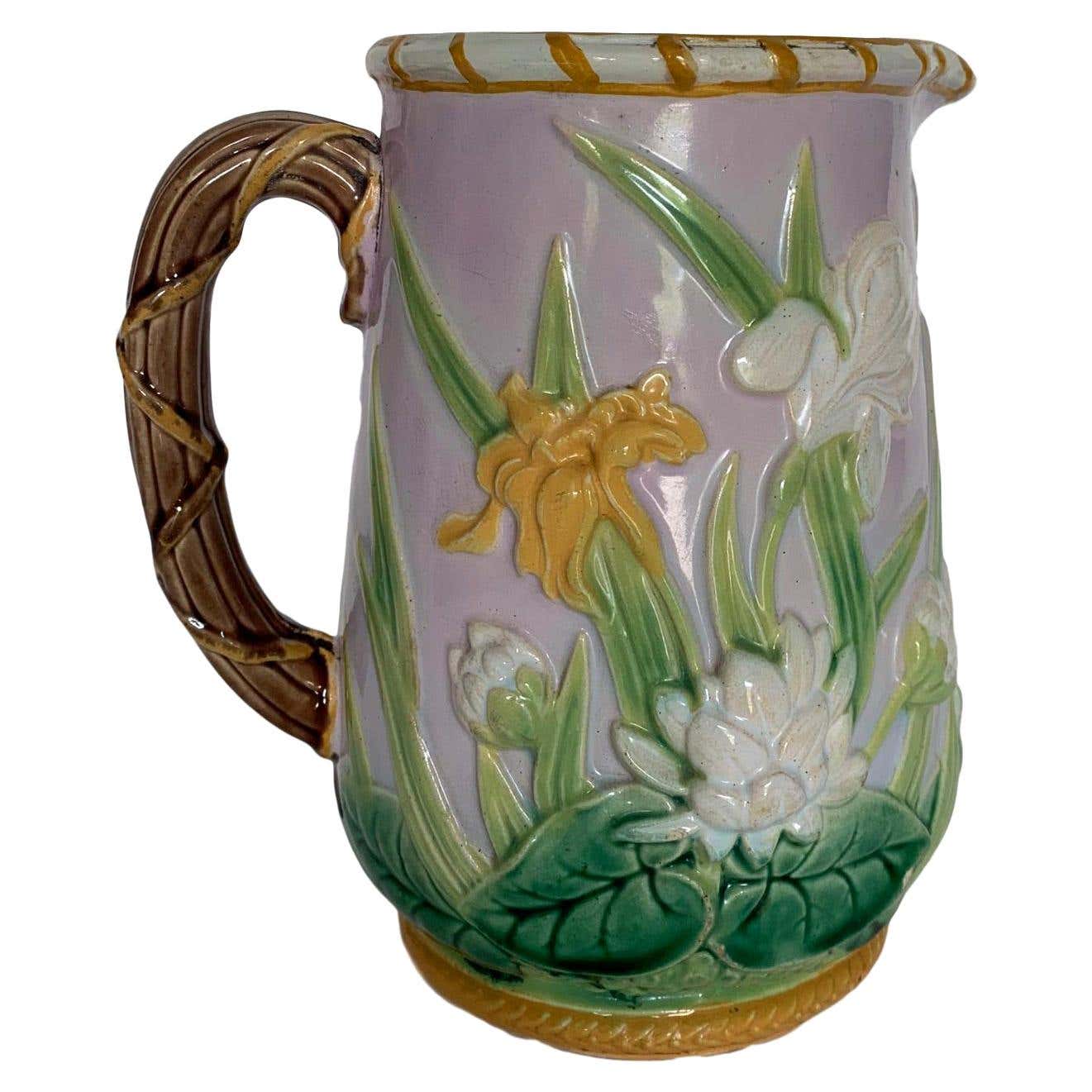 George Jones Majolica Iris Pitcher, England, circa 1875 For Sale at ...