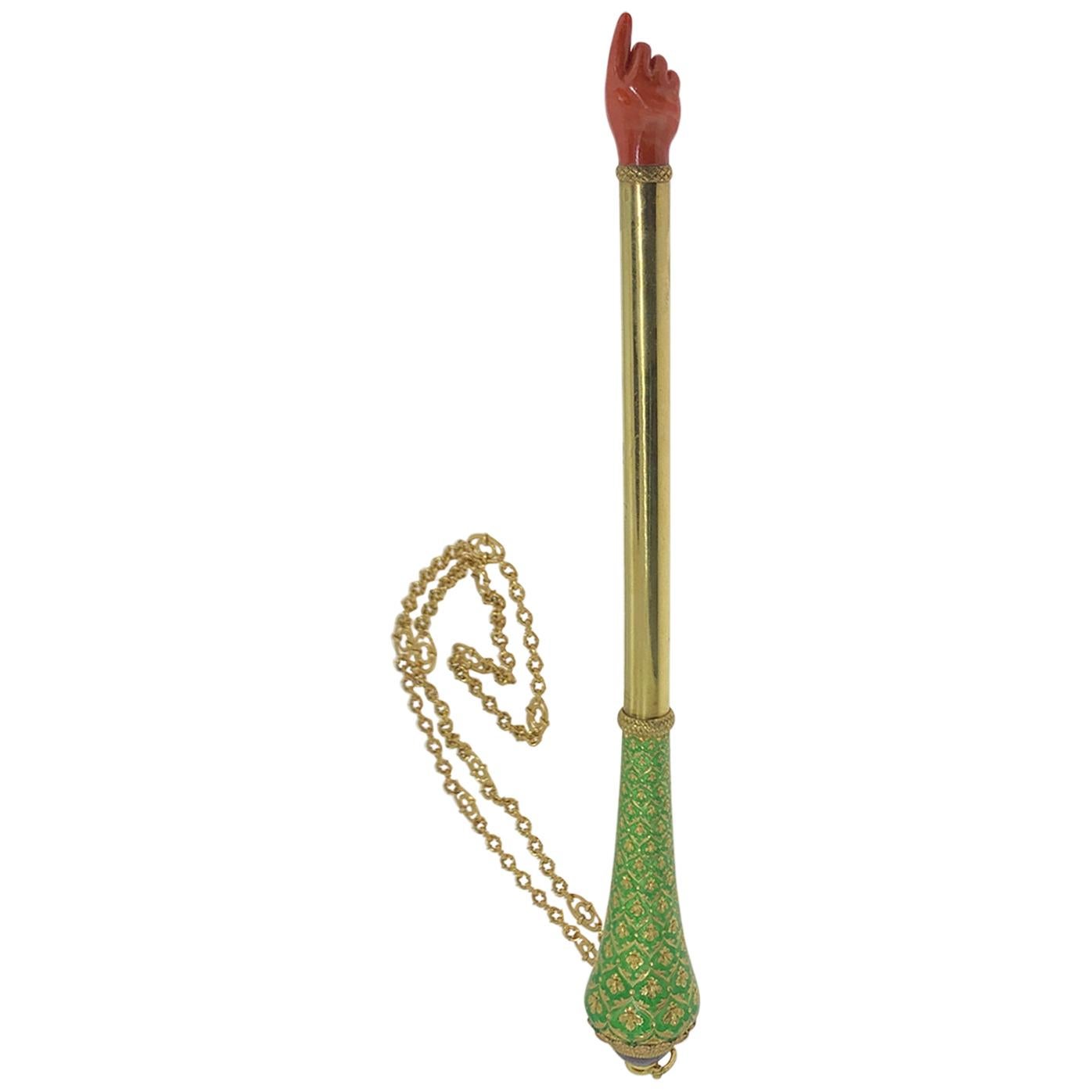 Extremely Rare Gold and Enamel Torah Pointer