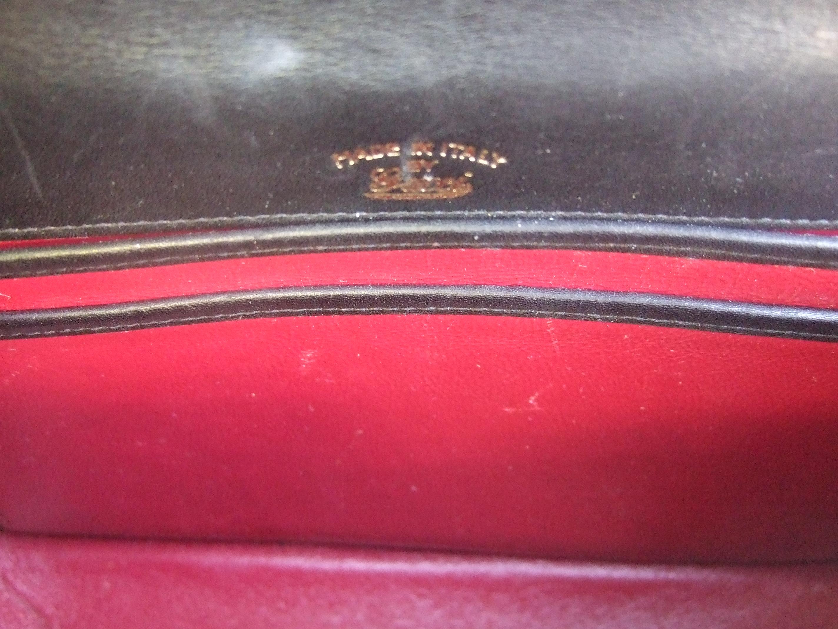 Extremely Rare Gucci Black Leather Bamboo Handle Handbag c 1970s For Sale 9