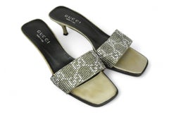 EXTREMELY RARE Gucci by Tom Ford SS1998' GG Rhinestone Crystal Kitten Heel US8.5