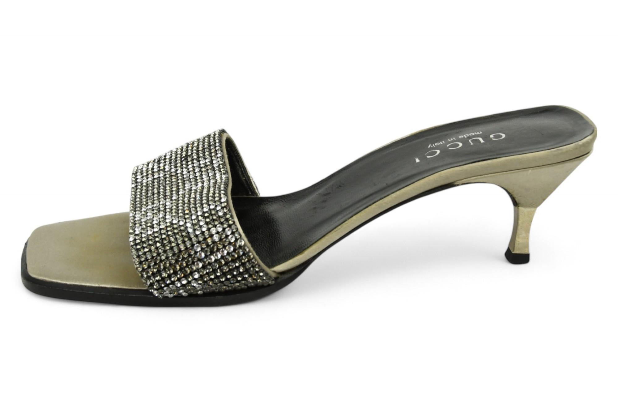 EXTREMELY RARE Gucci by Tom Ford SS1998' GG Rhinestone Crystal Kitten Heel US8.5 For Sale 1