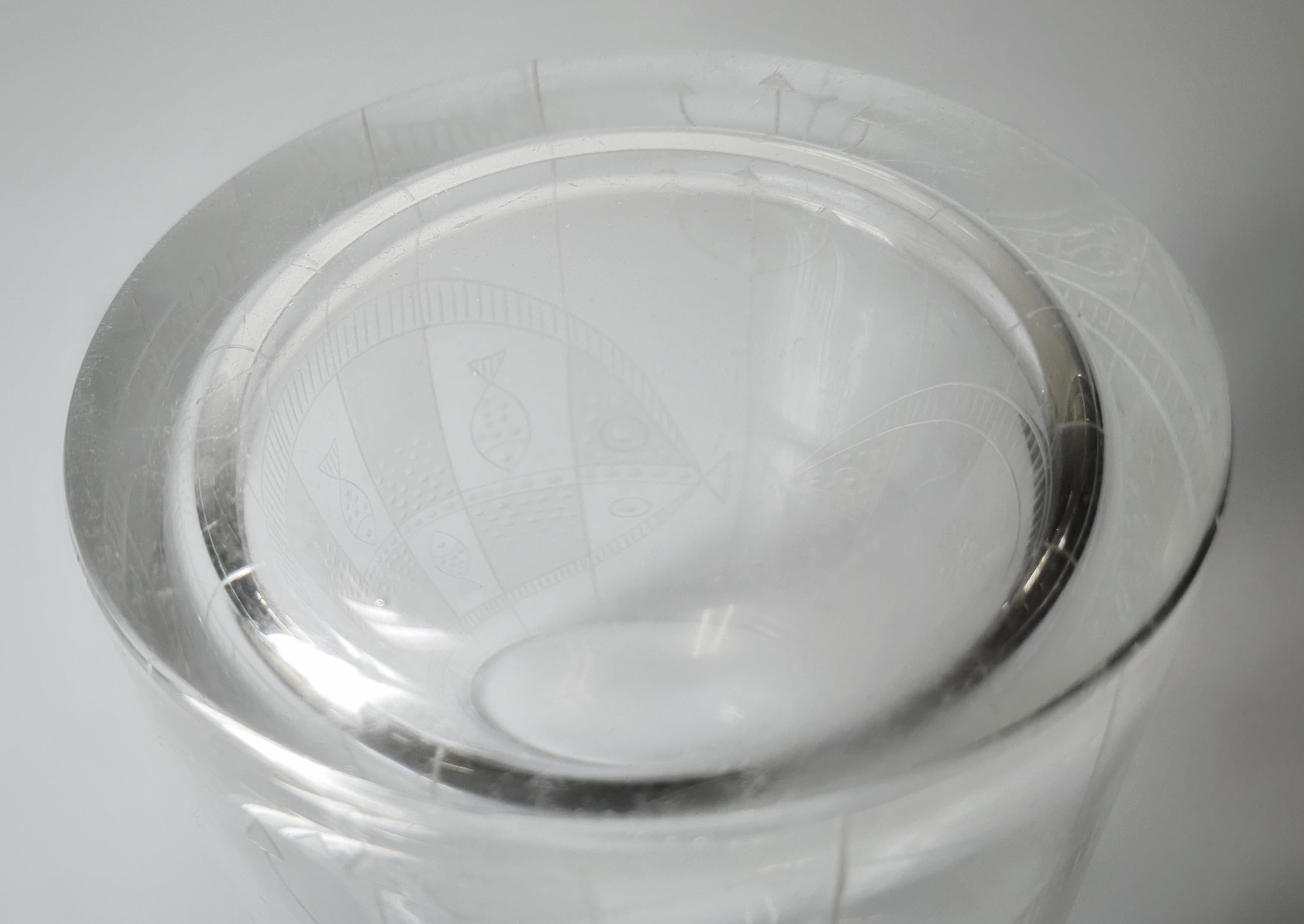 Art Glass Extremely Rare Helena Tynell Engraved Vase Model for Riihimäen Lasi Oy, 1957 For Sale
