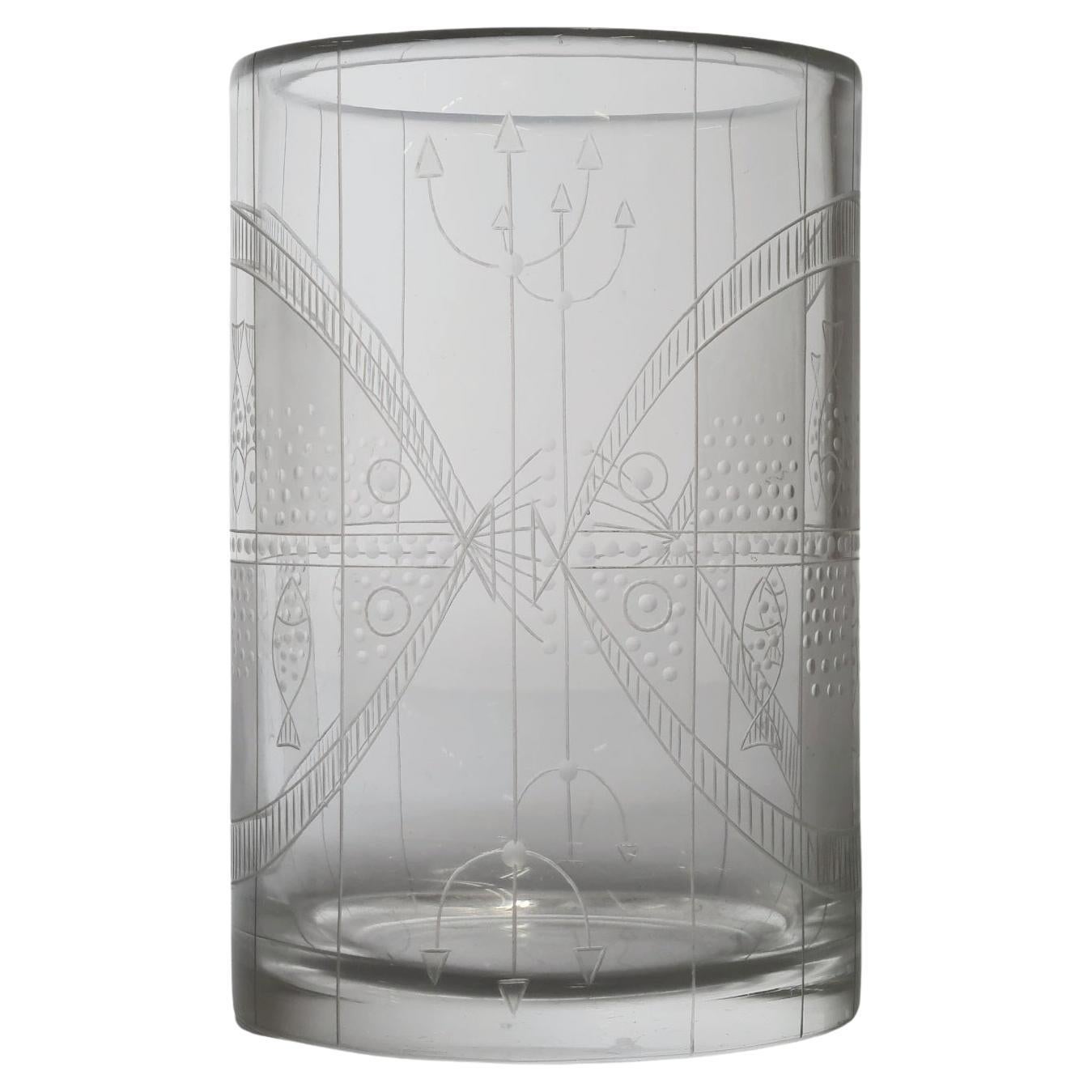 Extremely Rare Helena Tynell Engraved Vase Model for Riihimäen Lasi Oy, 1957 For Sale