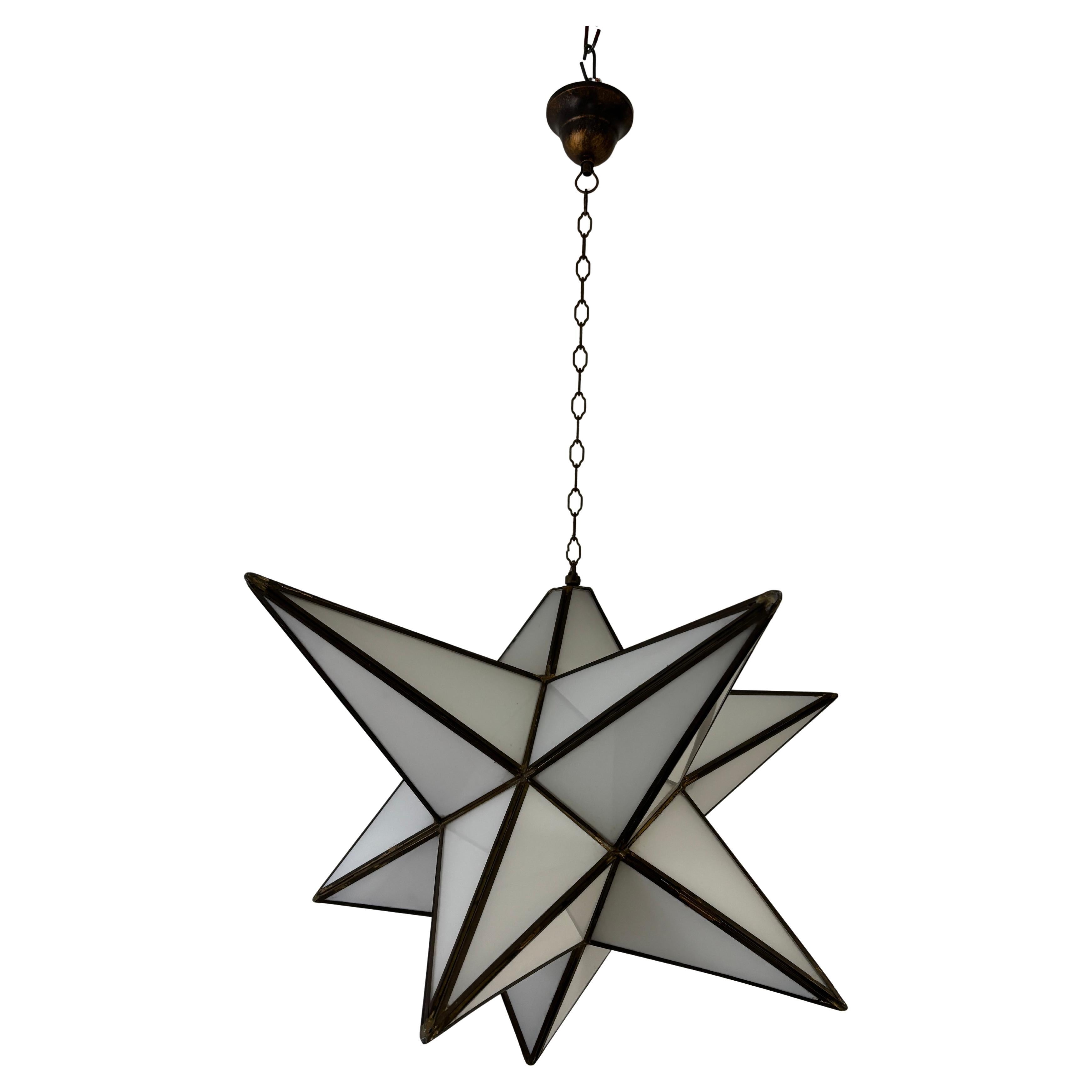Extremely Rare HUGE Asymmetric Moravian Star White Chandelier Midcentury Italy