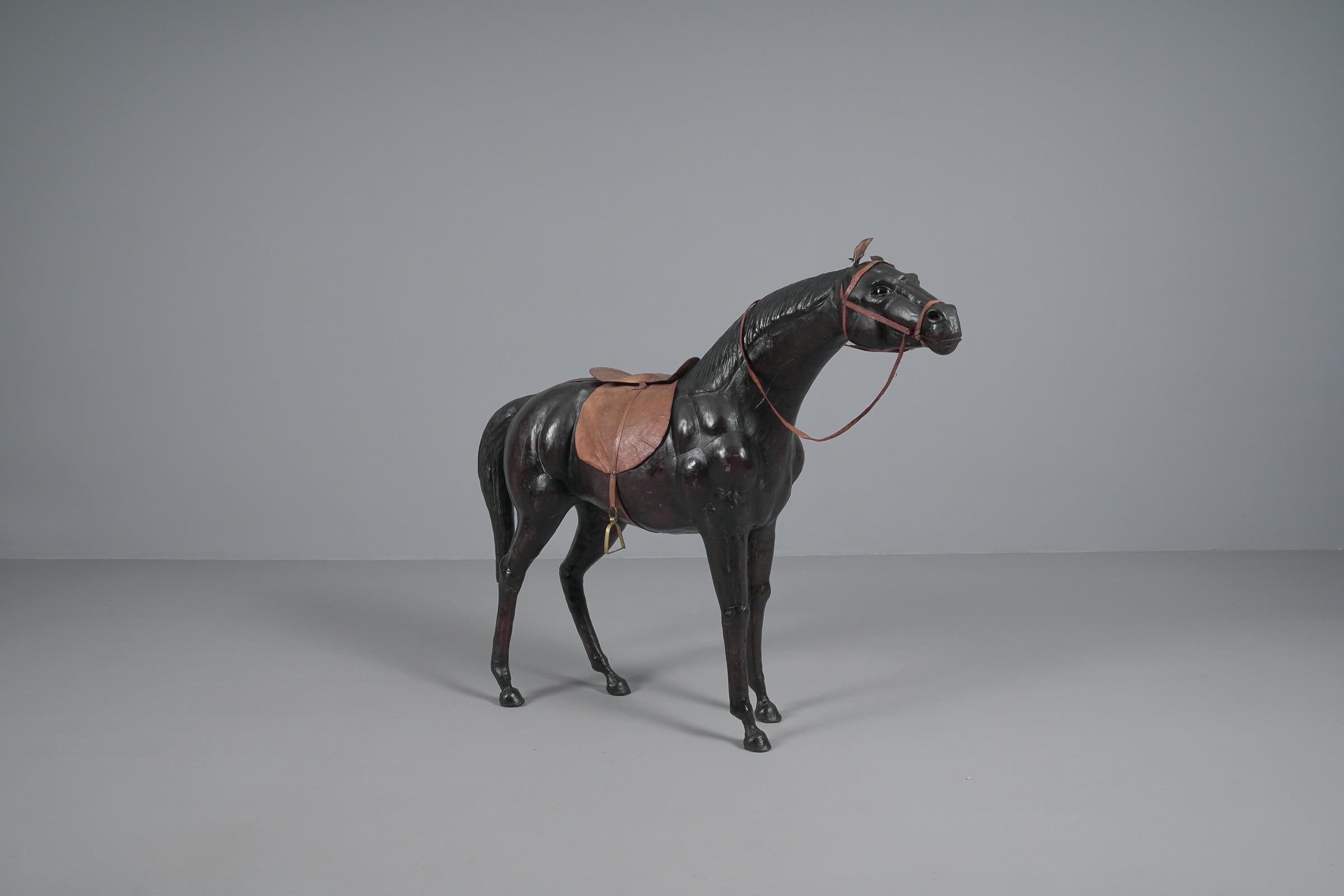 Extremely rare, very decorative and lifelike horse made of leather. Probably from the house 
