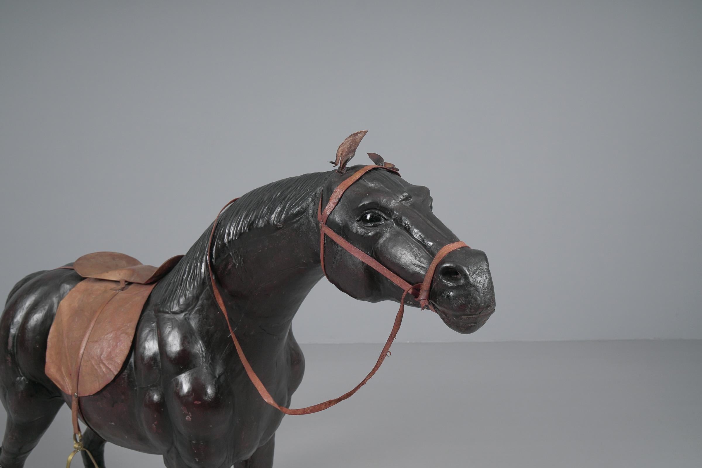 Mid-20th Century Extremely Rare, Huge Lifelike Horse Made of Leather, 1960s For Sale