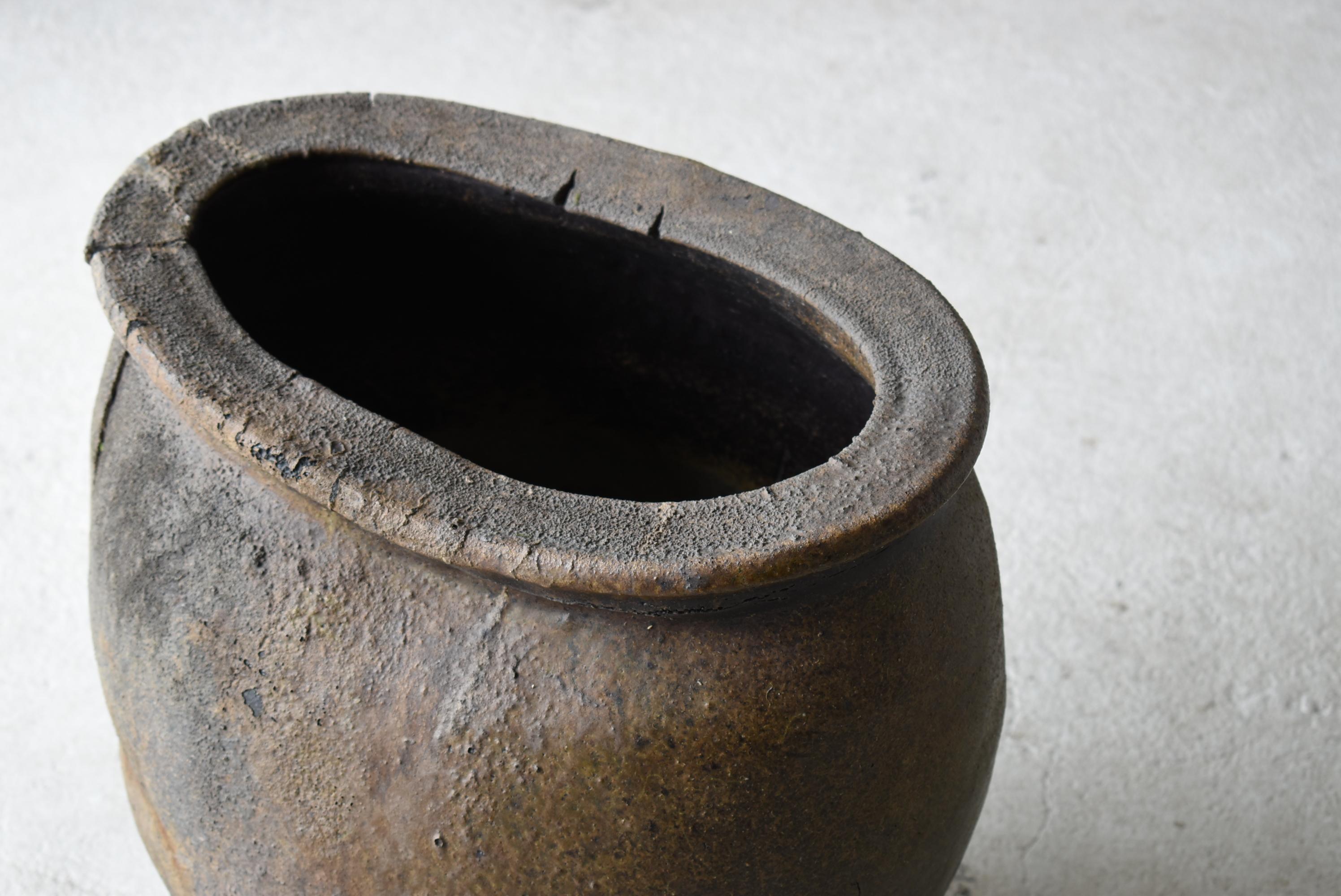 Edo Extremely Rare Japanese Antique Pottery 1600s-1700s/Tsubo Flower Vase Wabisabi