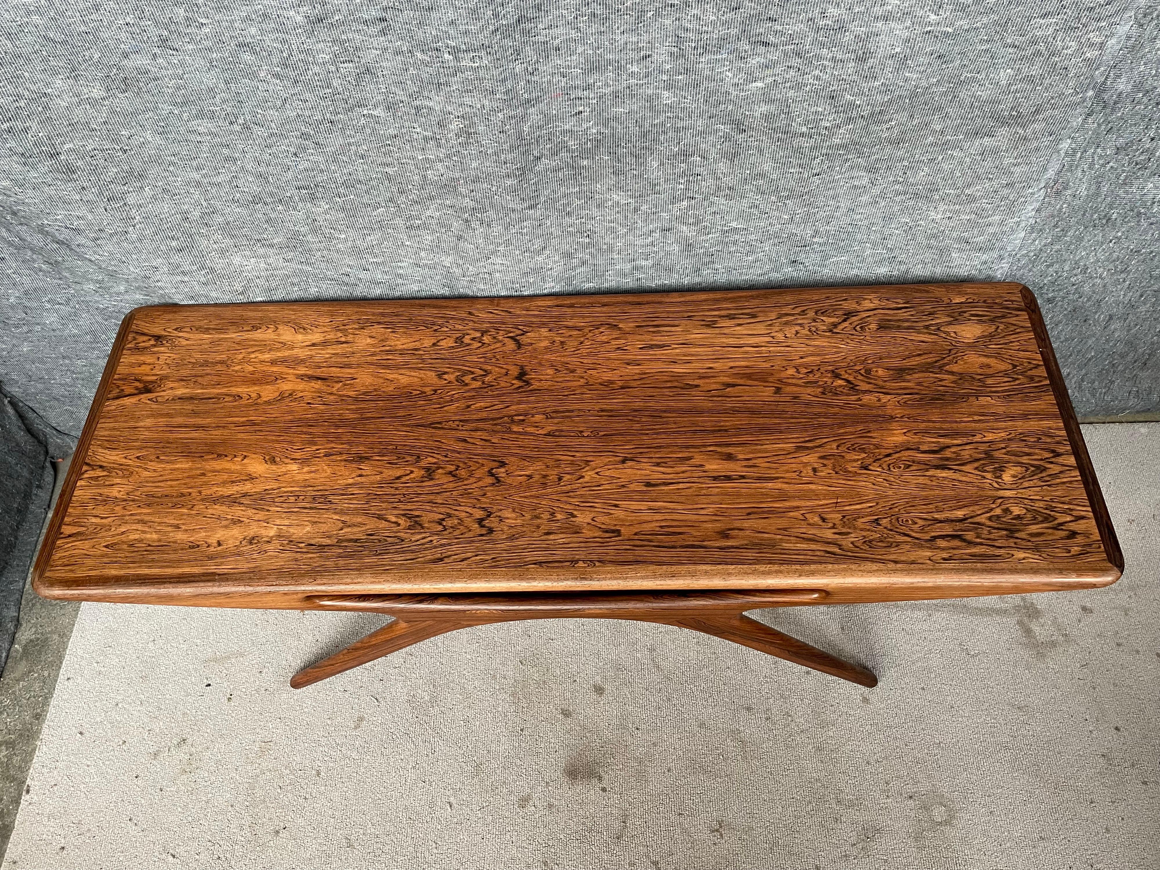 Danish Extremely Rare Johannes Andersen `the Smile` Coffee Table in Rosewood For Sale