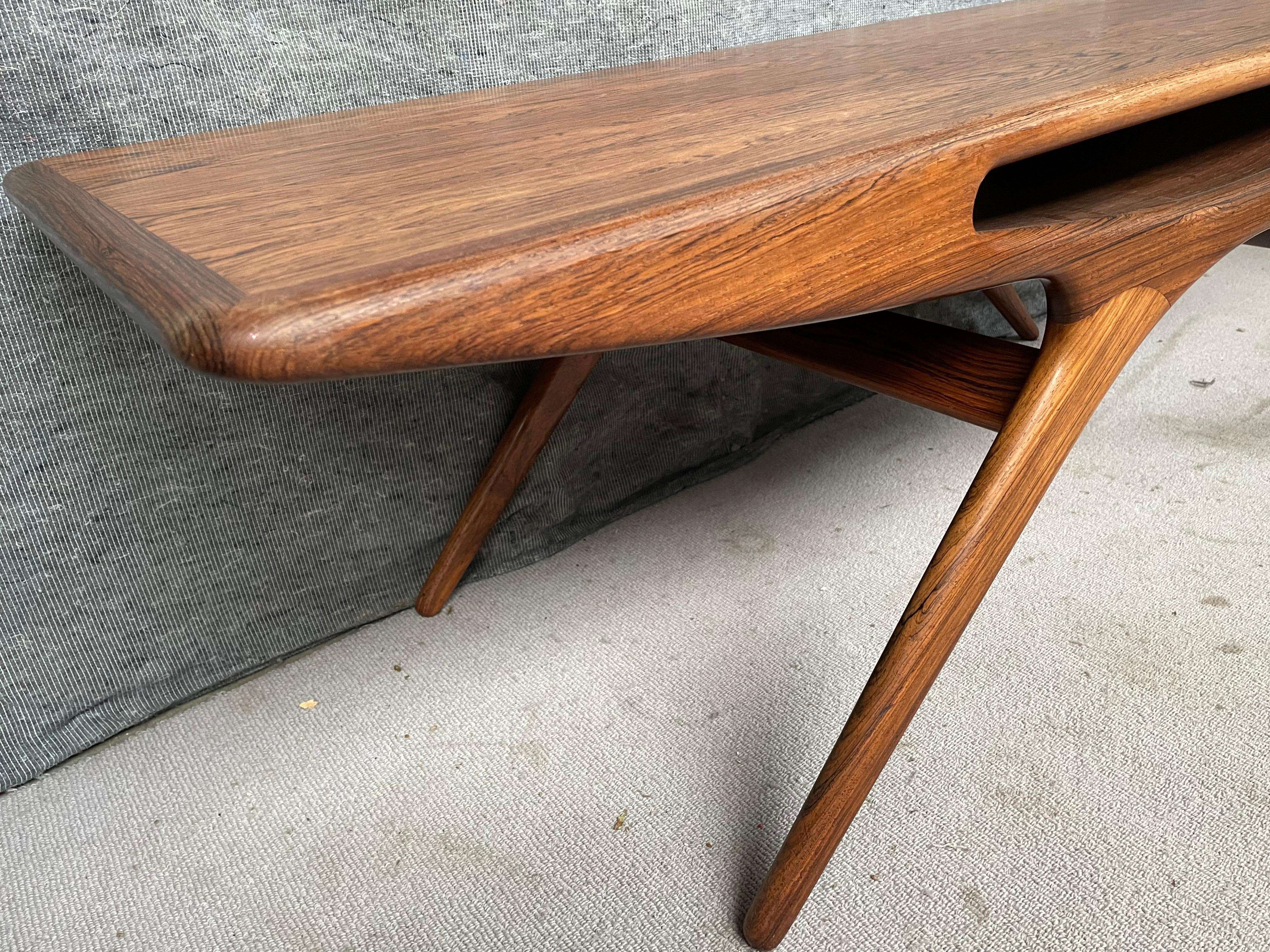 Danish Extremely Rare Johannes Andersen `the Smile` Coffee Table in Rosewood For Sale