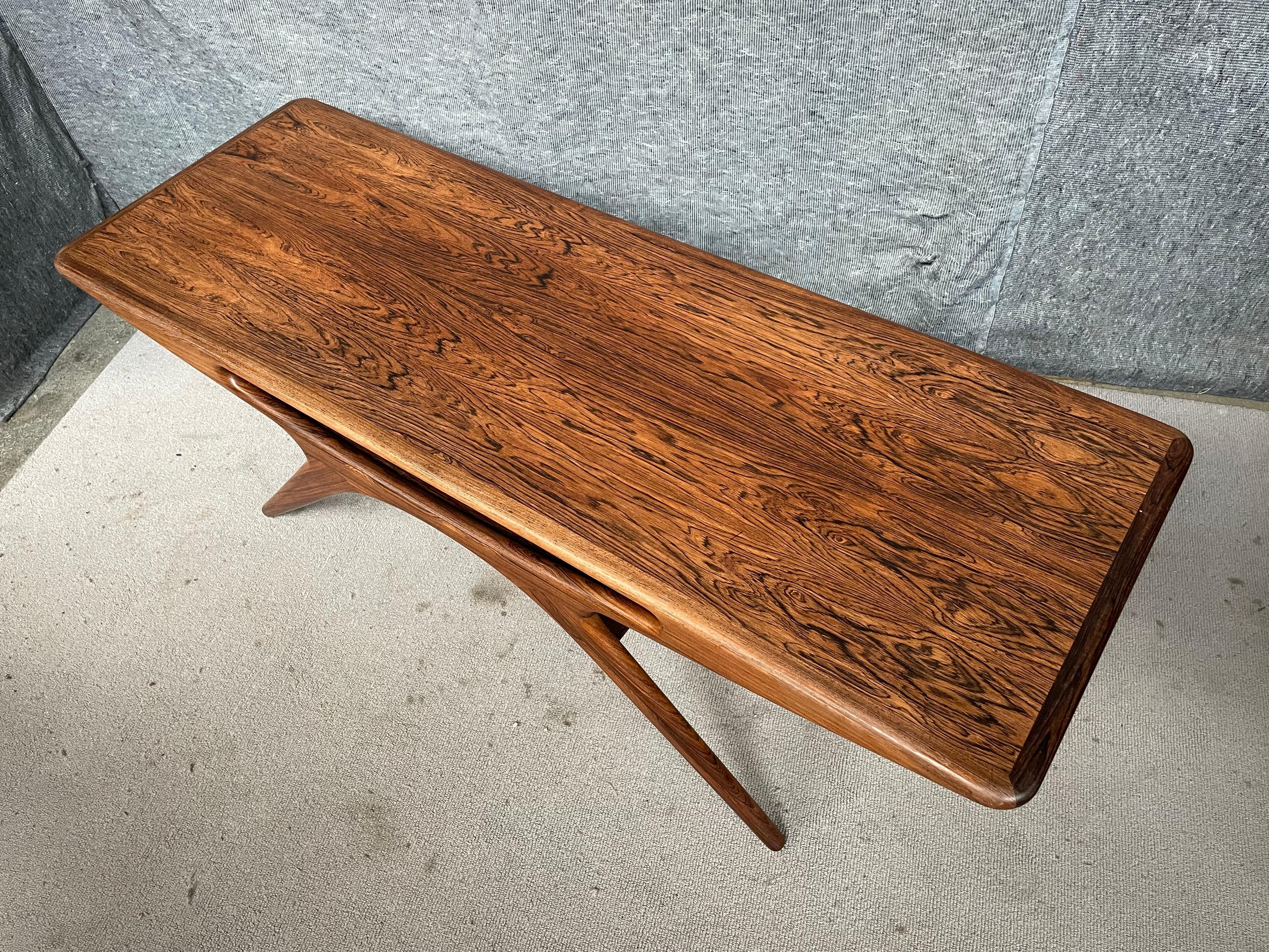 Mid-20th Century Extremely Rare Johannes Andersen `the Smile` Coffee Table in Rosewood For Sale