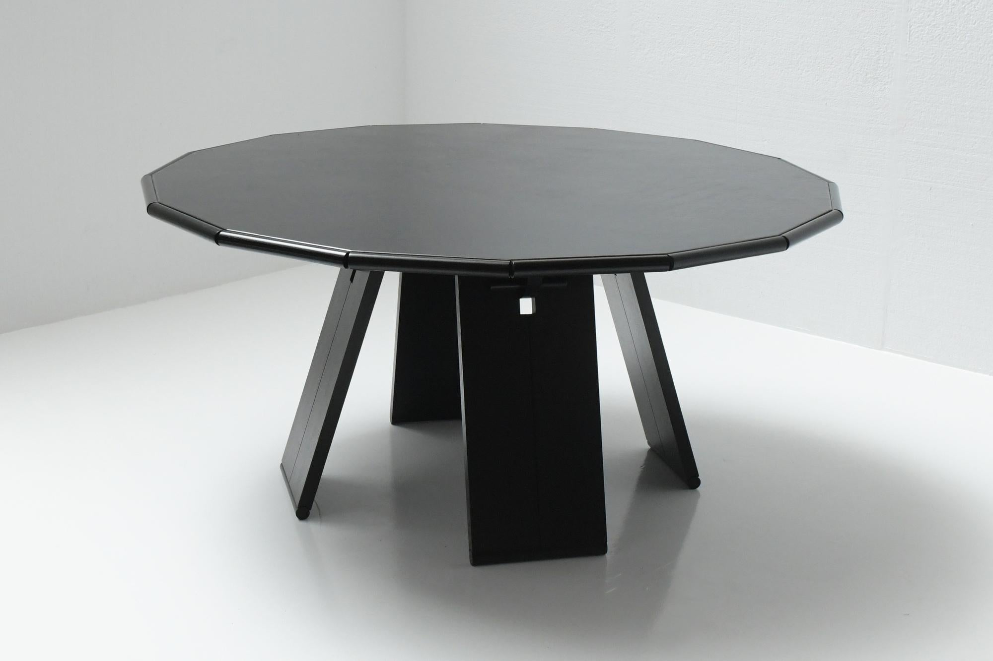 Mid-Century Modern Extremely Rare La Loggia Table Black Wood/Leather by Mario Bellini for Cassina