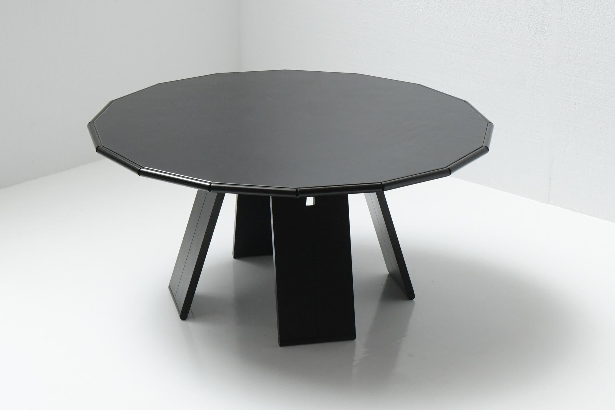 Italian Extremely Rare La Loggia Table Black Wood/Leather by Mario Bellini for Cassina