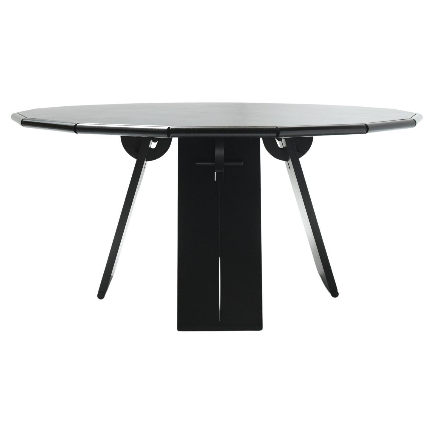 Extremely Rare La Loggia Table Black Wood/Leather by Mario Bellini for Cassina