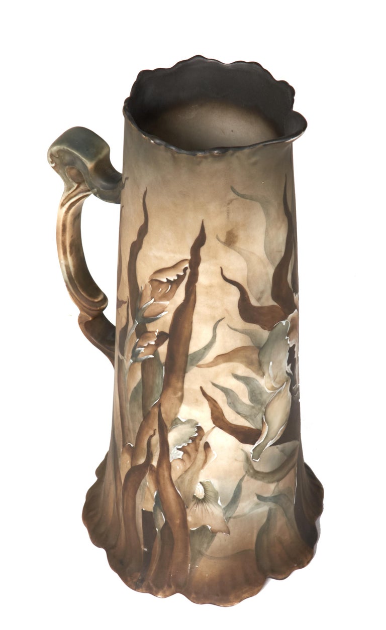 Extremely Rare Large Royal Kinran Nippon Pitcher Iris Motif at 1stDibs