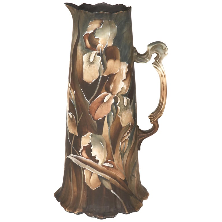 Extremely Rare Large Royal Kinran Nippon Pitcher Iris Motif at 1stDibs