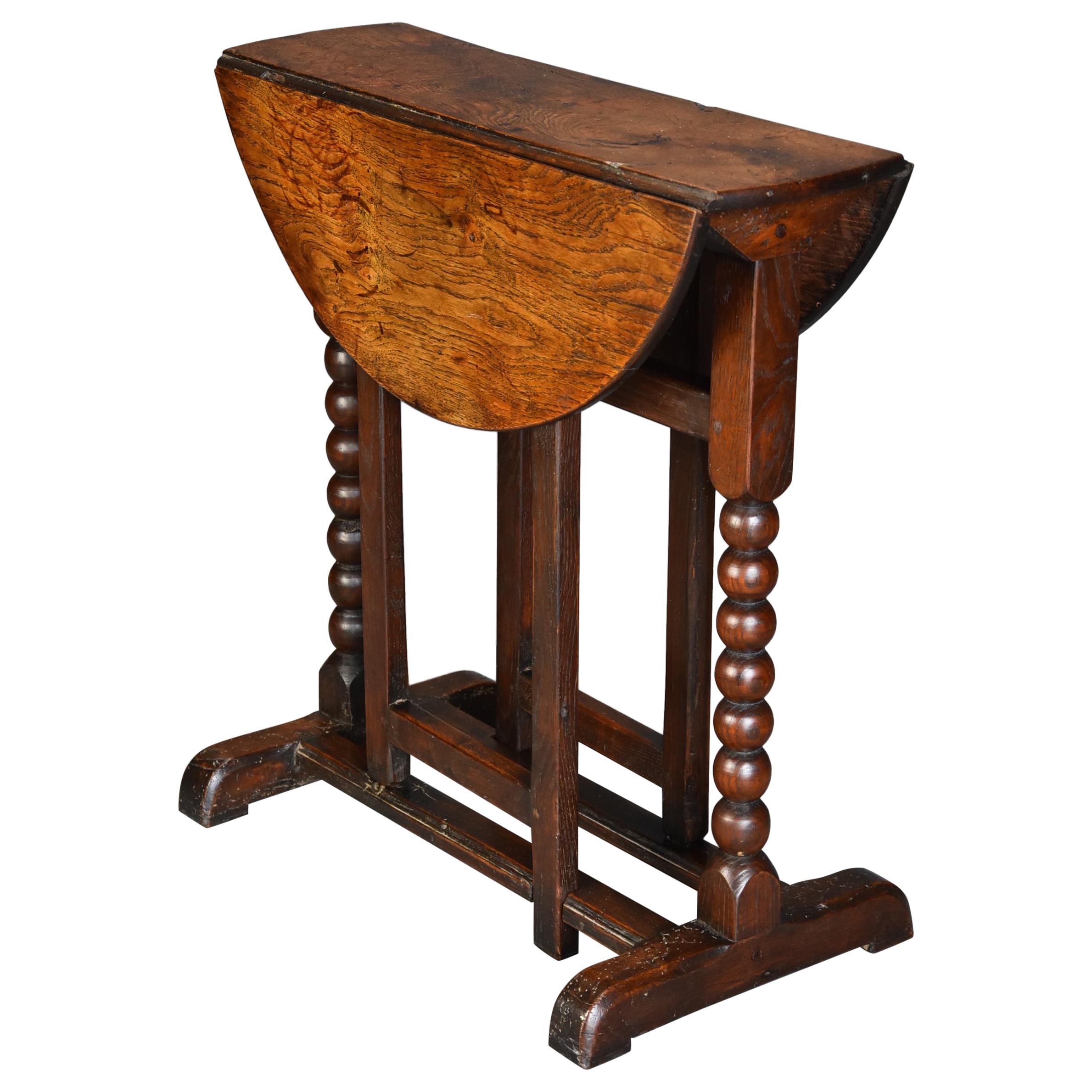 Extremely Rare Late 17th Century Oak Joined Gateleg Table of Small Proportions For Sale
