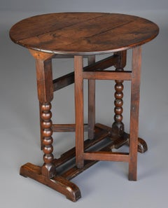 Extremely Rare Late 17th Century Oak Joined Gateleg Table of Small Proportions