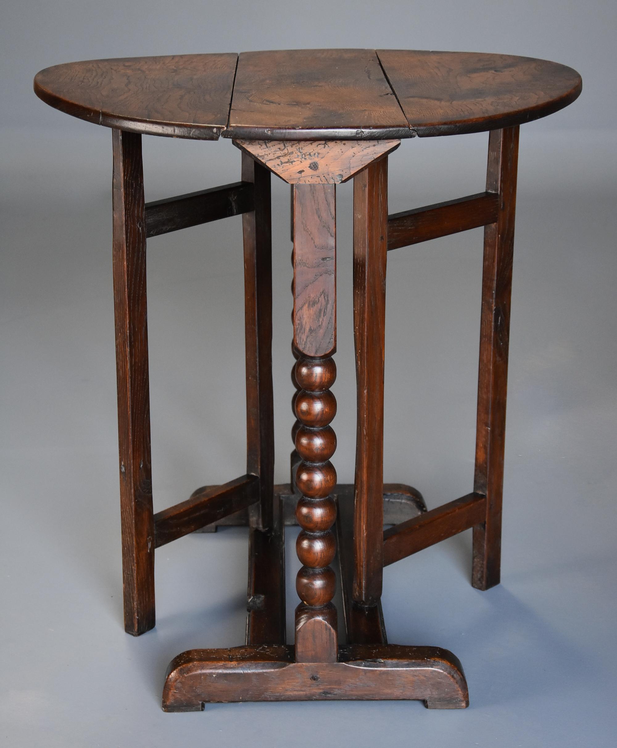 Extremely Rare Late 17th Century Oak Joined Gateleg Table of Small Proportions In Good Condition For Sale In Suffolk, GB