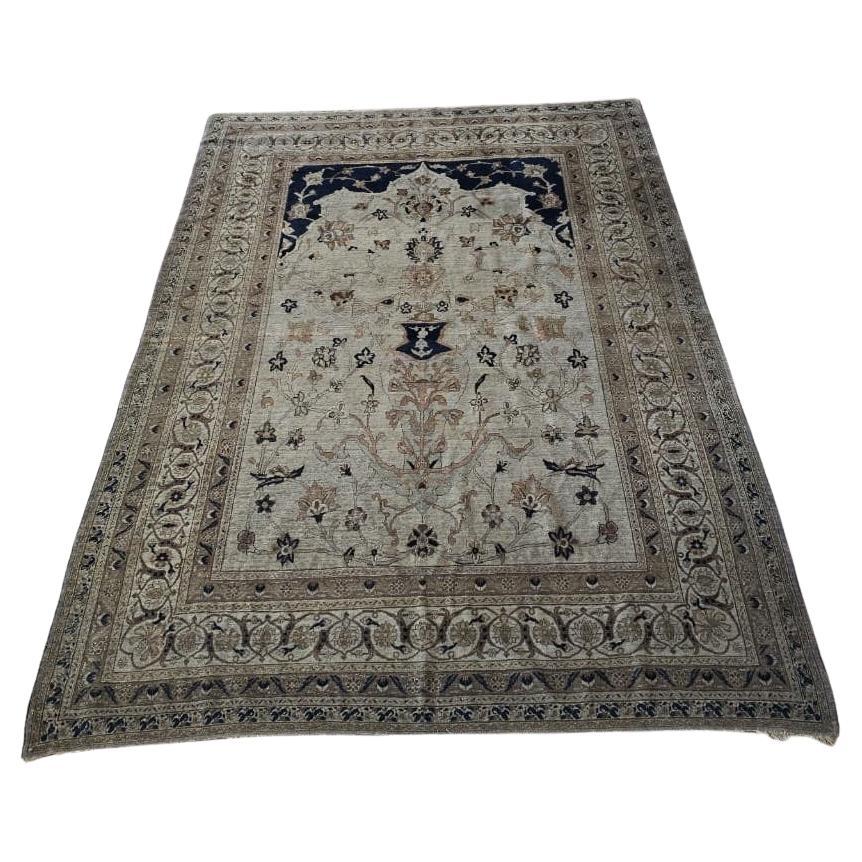 Extrem seltener antiker Tabriz Haji Jalili Teppich aus dem späten 19. Jahrhundert - 95" x 71" im Angebot