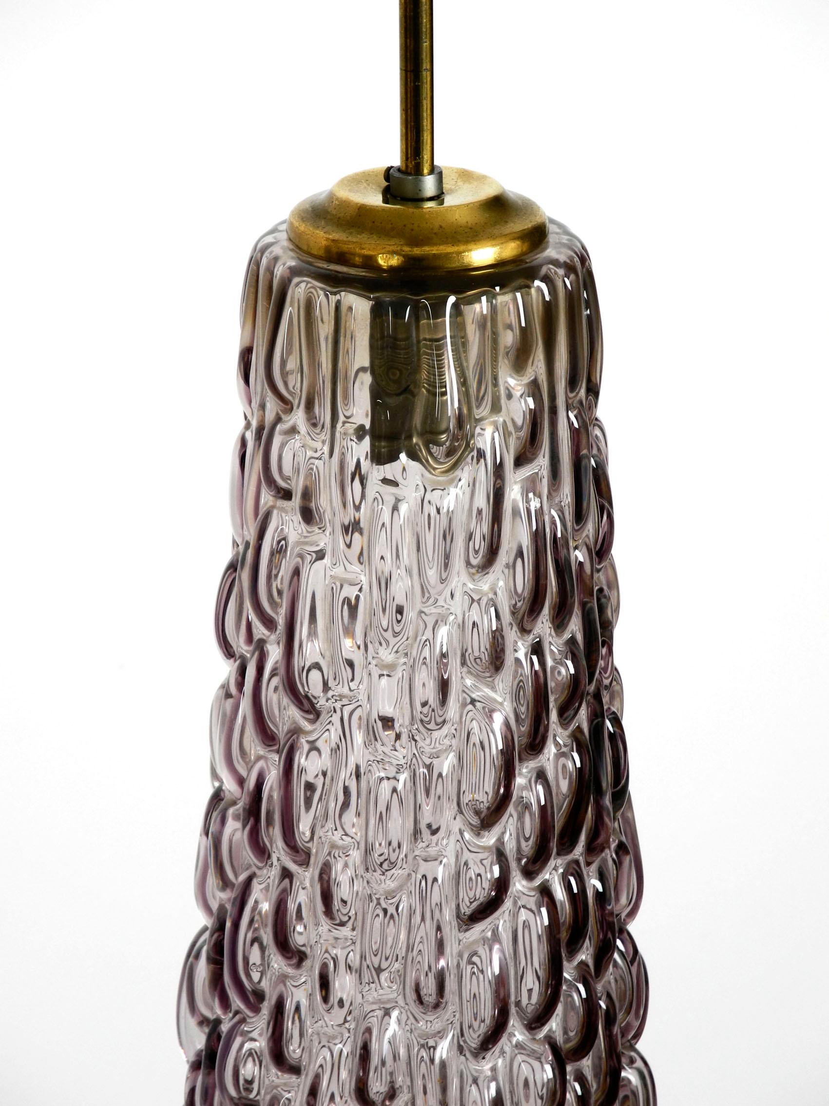 Extremely Rare Long Midcentury Lilac Glass Pendant Lamp by Rupert Nikoll Wien In Excellent Condition For Sale In München, DE