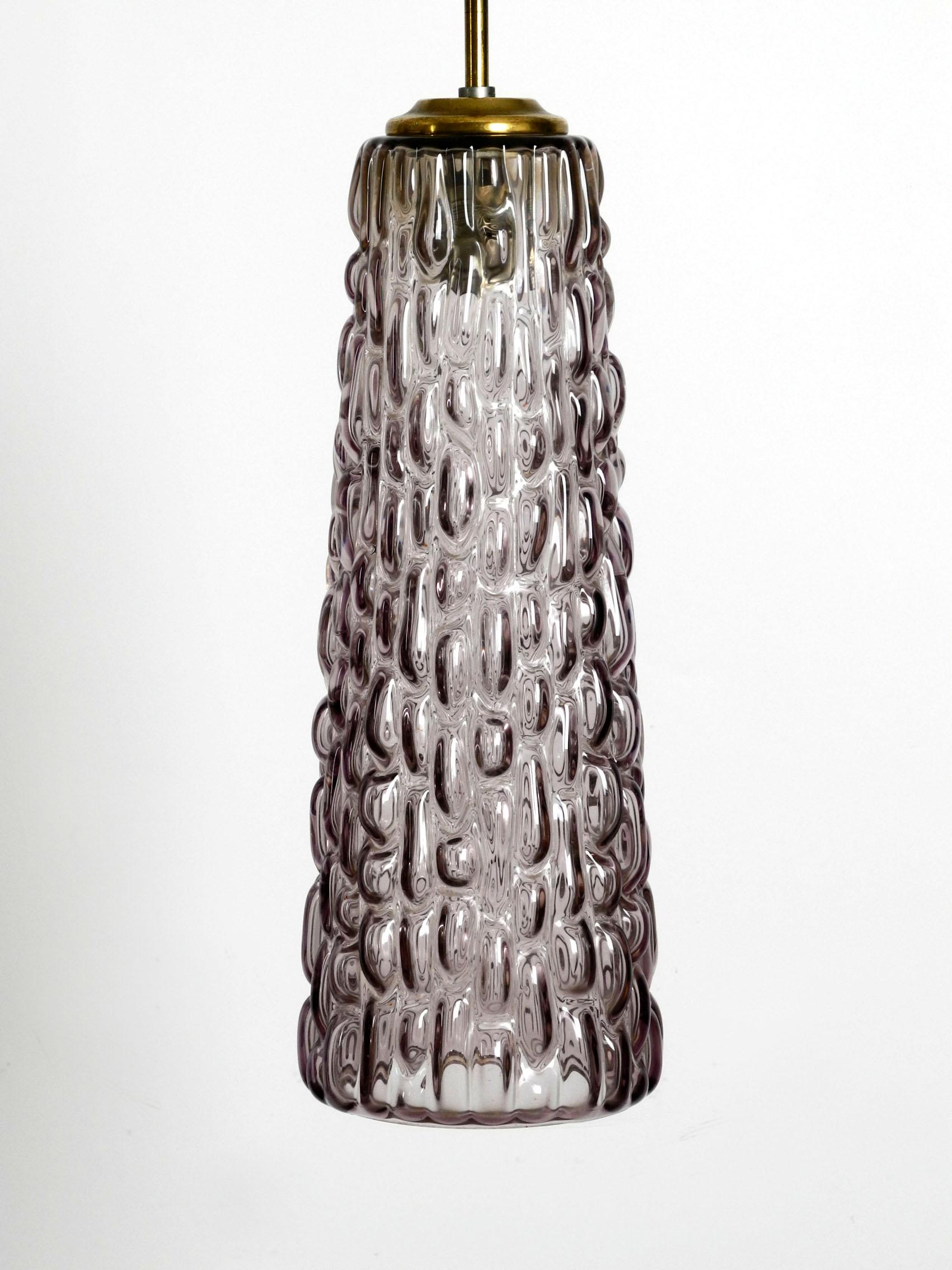 Äußerst seltene lange lila-Glas-Pendelleuchte von Rupert Nikoll Wien aus der Mitte des Jahrhunderts im Angebot 2