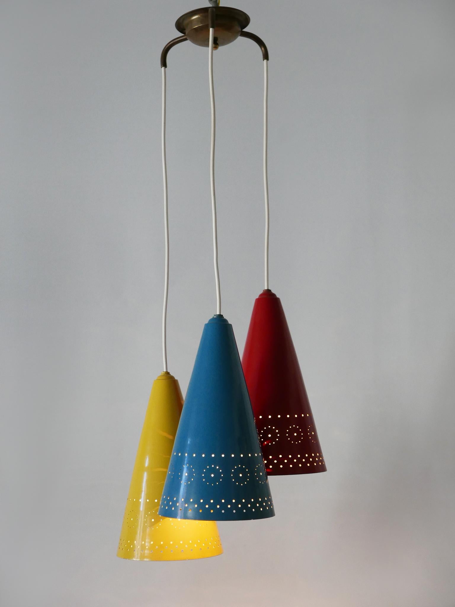Enameled Extremely Rare & Lovely Mid Century Modern Cascading Pendant Lamp Germany 1960s For Sale