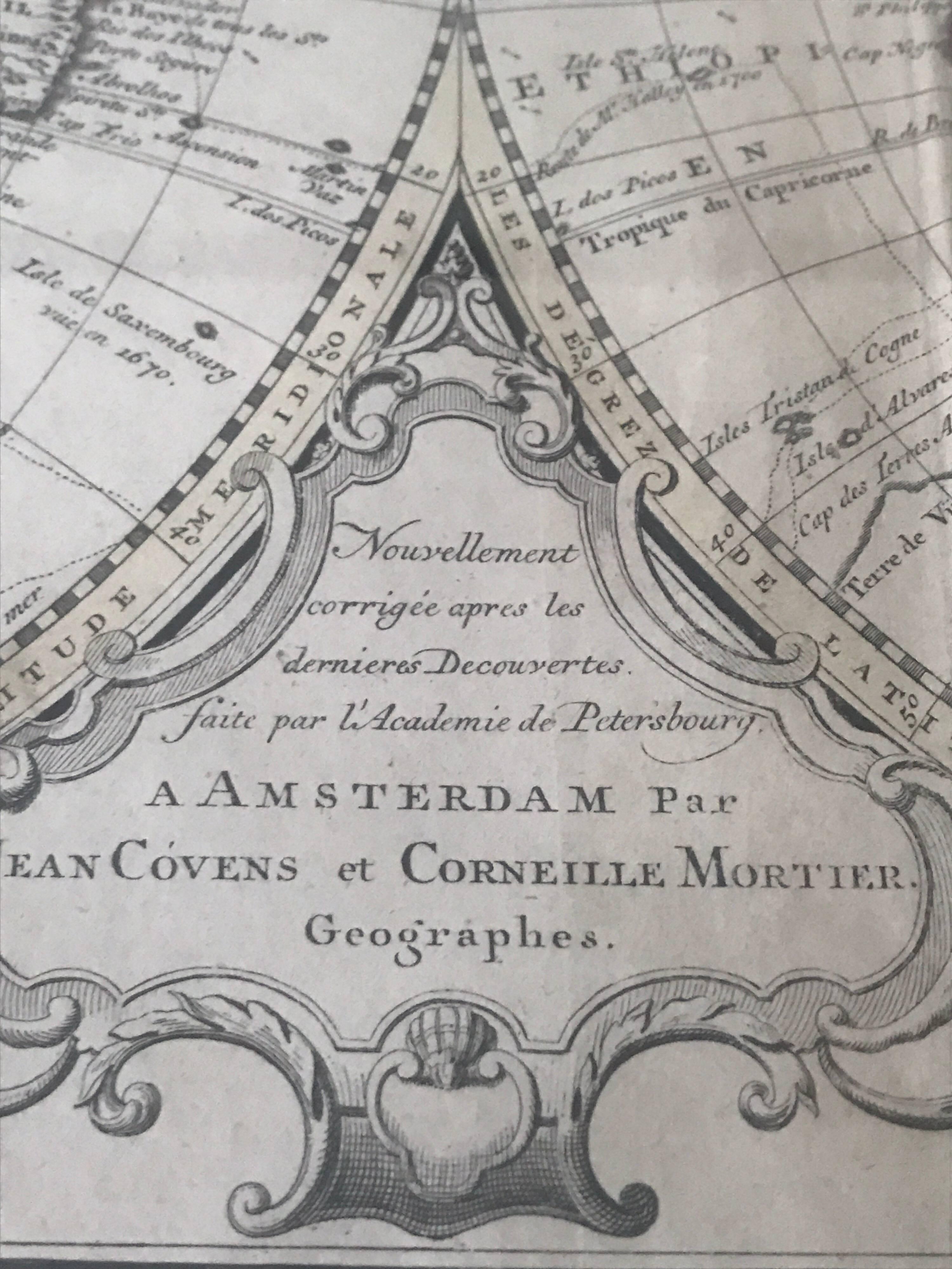 Extremely Rare Mappemonde a l'usage World Map Delisle, Guillaume Buache, 1730 For Sale 2