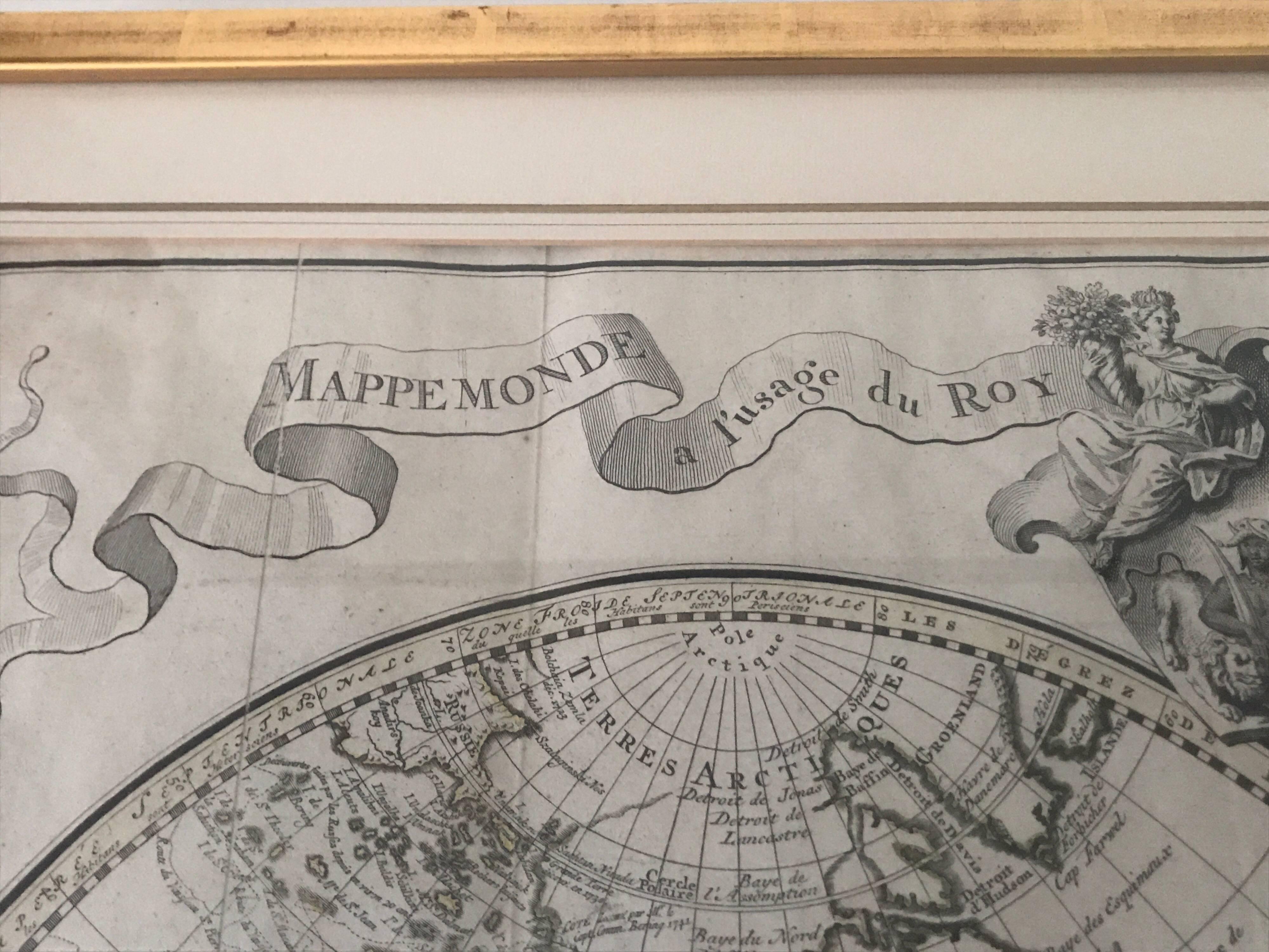 Extremely Rare Mappemonde a l'usage World Map Delisle, Guillaume Buache, 1730 In Good Condition For Sale In Drottningholm, SE