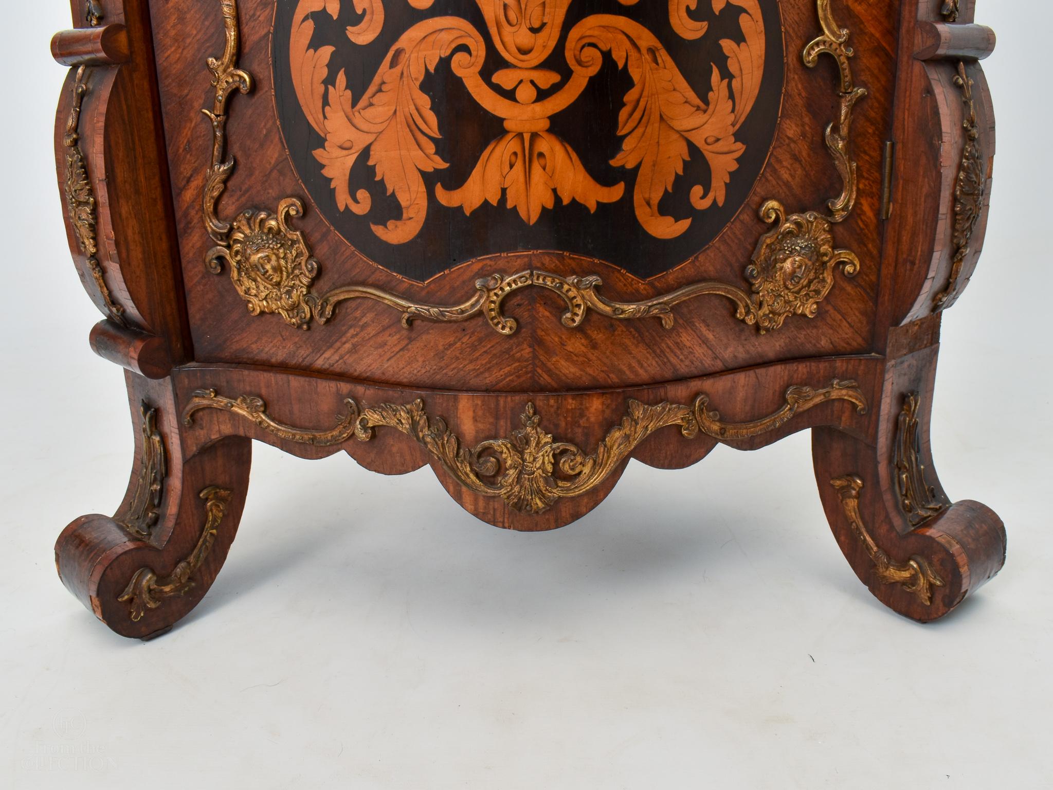  Extremely Rare Marquetry Corner Cabinets, Ormalu Mount, circa 1880 For Sale 2