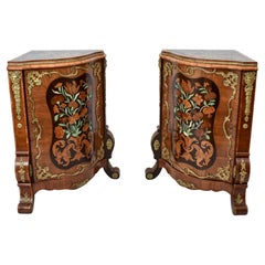 Extremely Rare Marquetry Corner Cabinets, Ormalu Mount, circa 1880
