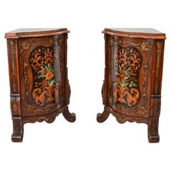 Antique  Extremely Rare Marquetry Corner Cabinets, Ormalu Mount, circa 1880