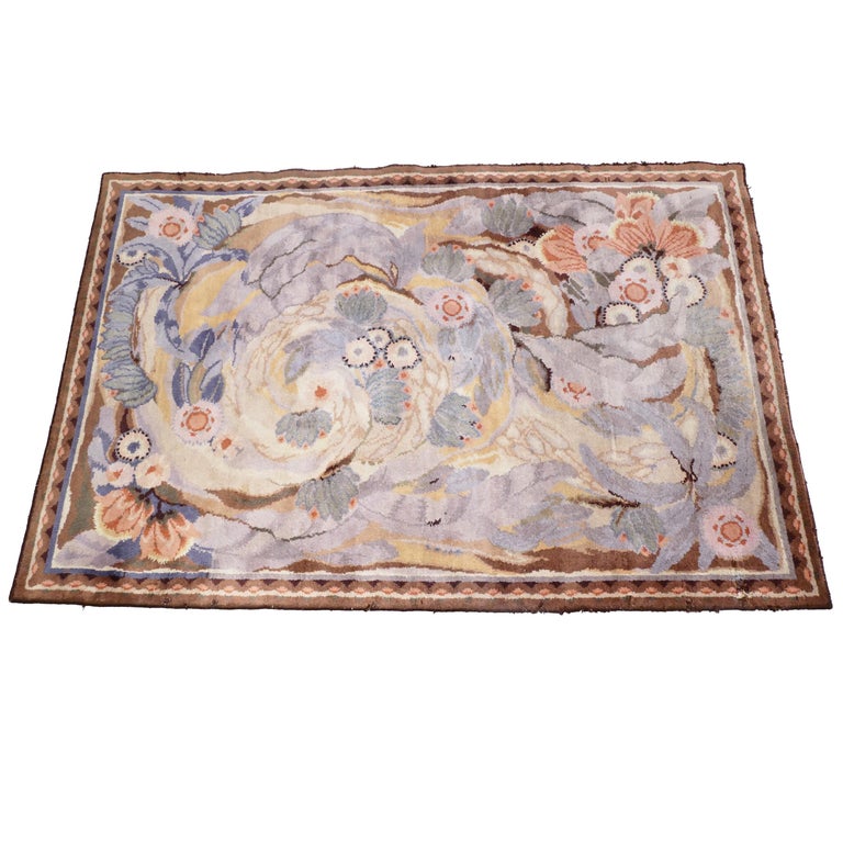 Extremely Rare Maurice Dufrene for La Maitrise Art Deco Rug, 1922 For Sale