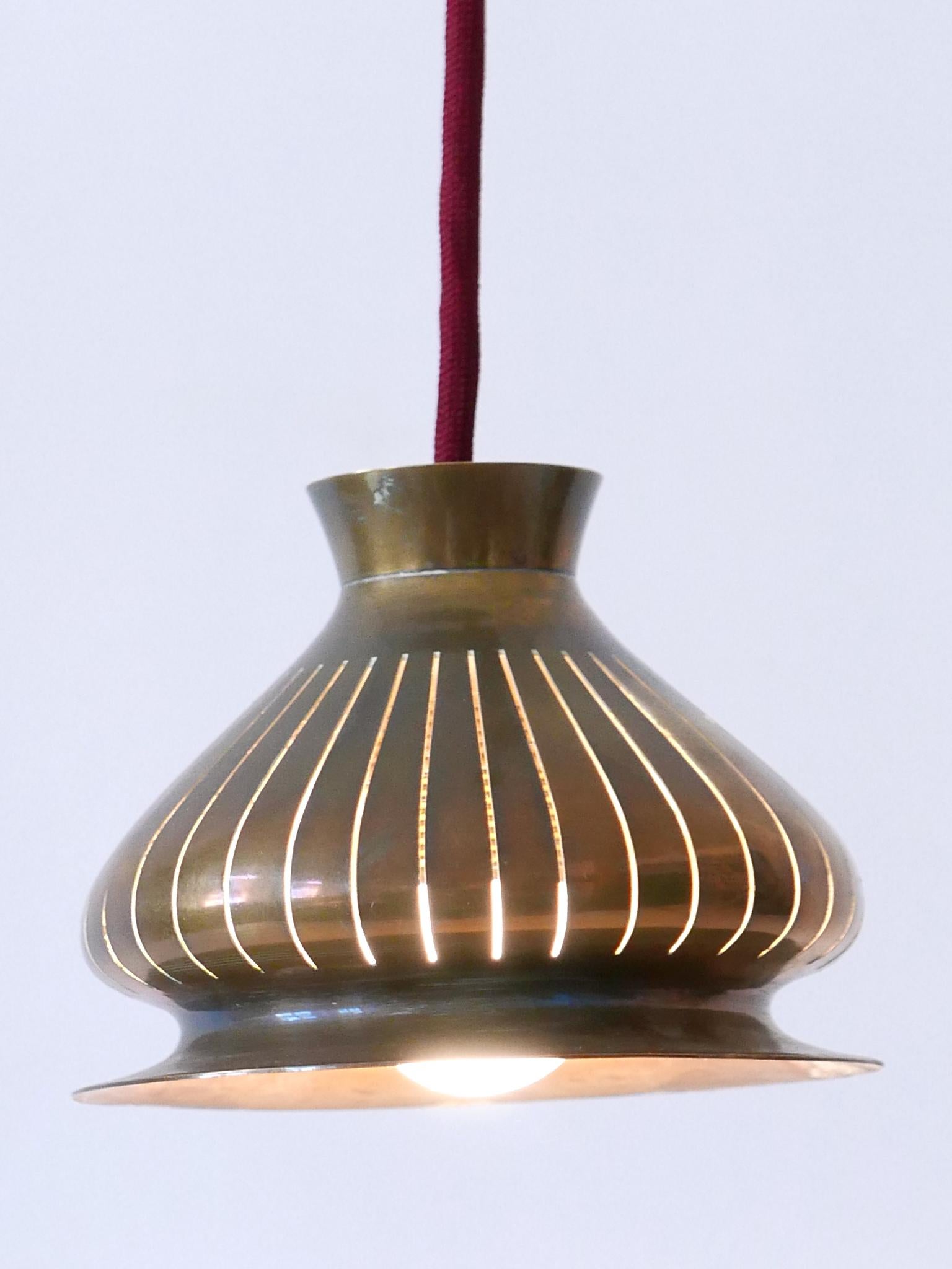 Extremely Rare Mid Century Modern Counterweight Brass Pendant Lamp Germany 1950s For Sale 9